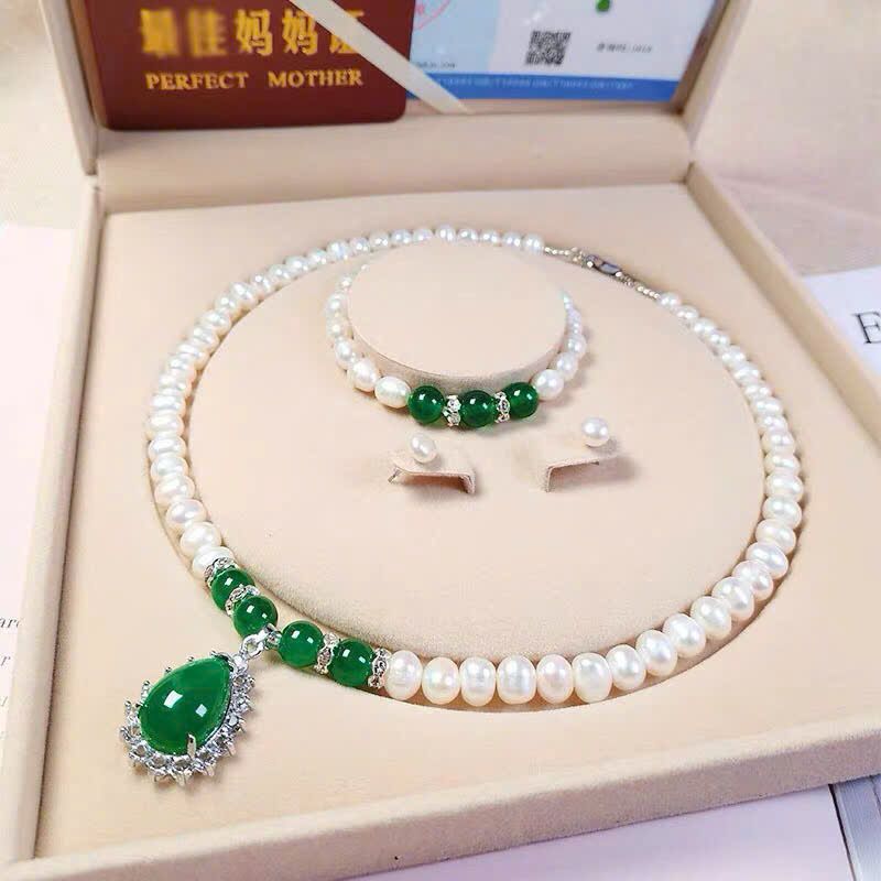 Bộ dây chuyền vòng tay ngọc trai cao cấp