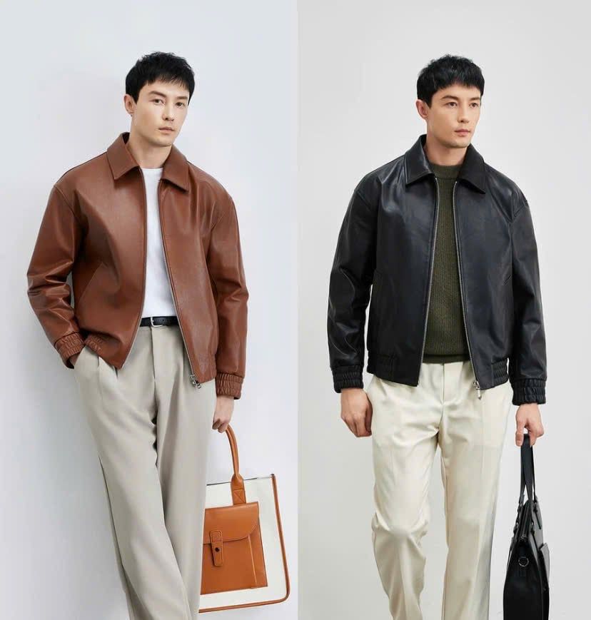 Áo khoác da dáng rộng nam da cao cấp