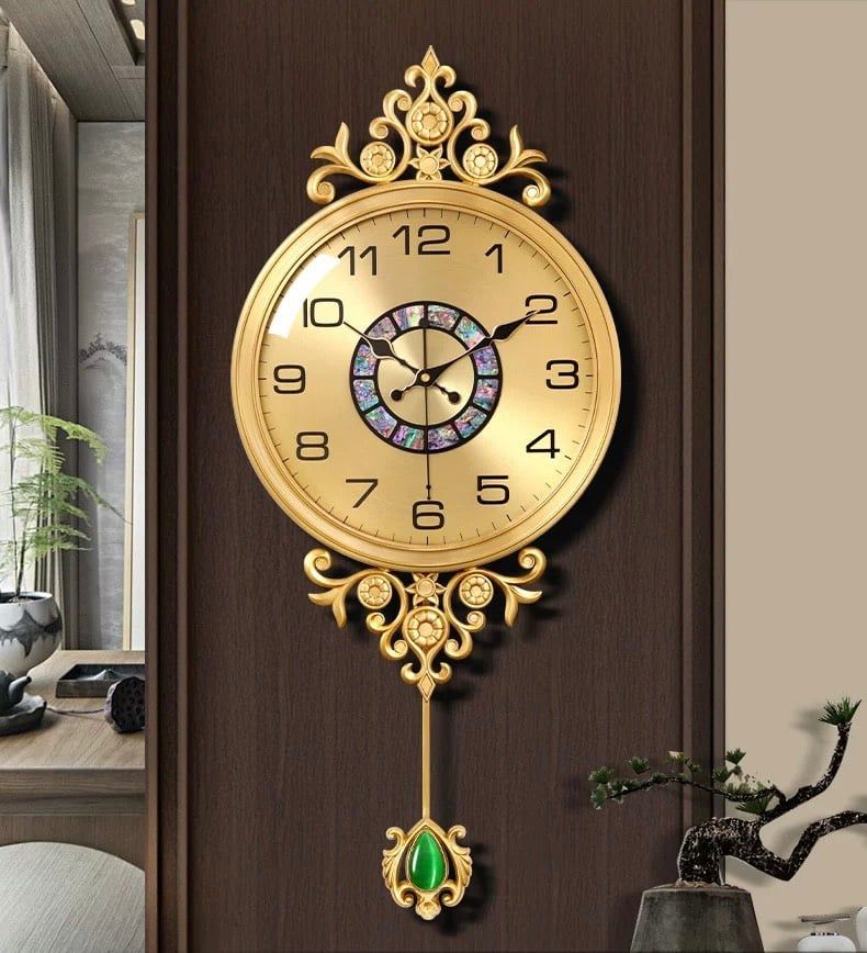 Đồng hồ con lắc treo tường chuyển động im lặng phong cách Châu Âu
