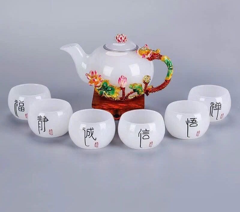 BỘ ẤM TRÀ TRÁNG MEN NGỌC BÍCH CAO CẤP