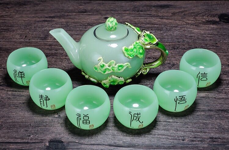 BỘ ẤM TRÀ SỨ TRÁNG MEN NGỌC XANH