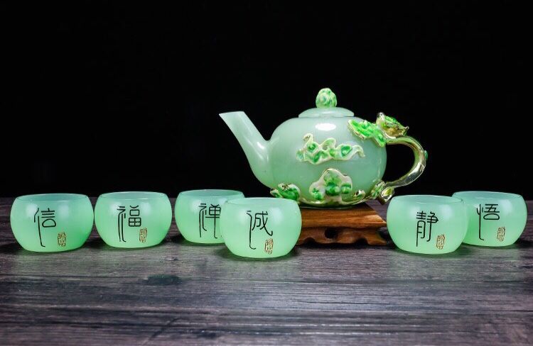 BỘ ẤM TRÀ SỨ TRÁNG MEN NGỌC XANH