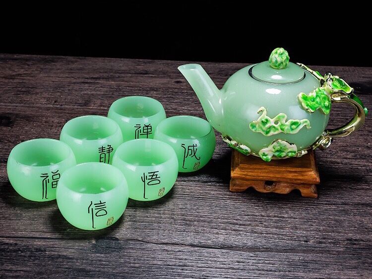 BỘ ẤM TRÀ SỨ TRÁNG MEN NGỌC XANH