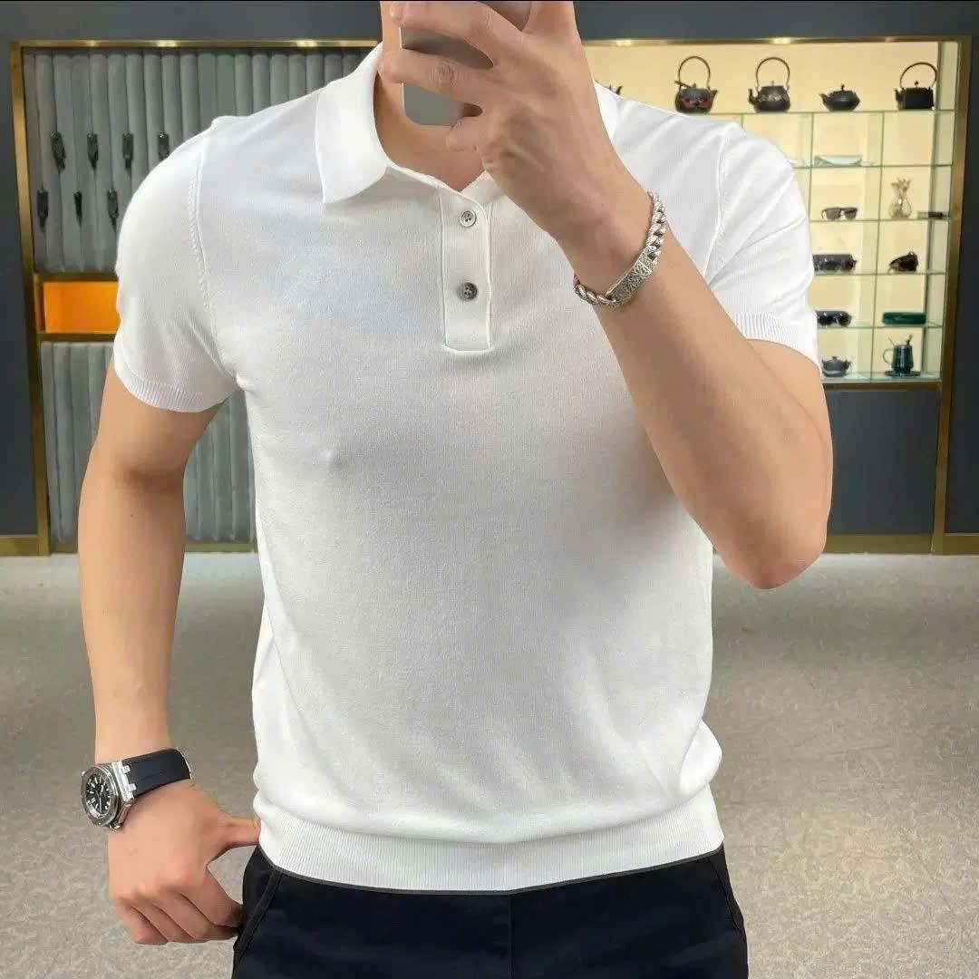 ÁO MÙA HÈ MỚI NAM CO GIÃN, THOÁNG KHÍ, LỊCH LÃM, CỔ POLO DỆT KIM TAY NGẮN