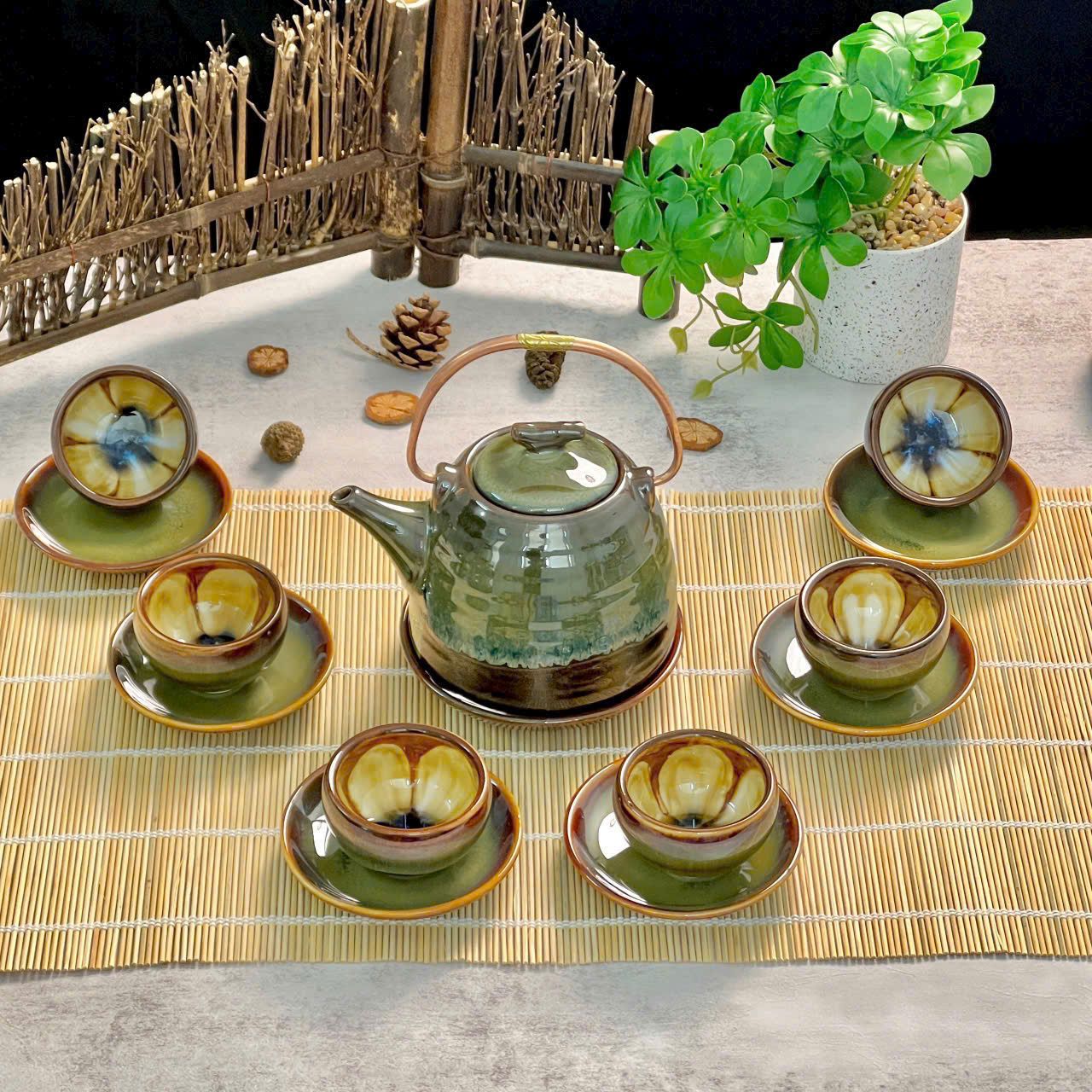 Bộ Ấm Chén Men Bích Thạch Lam Tinh Tế BK-CE-001900-VN-0301