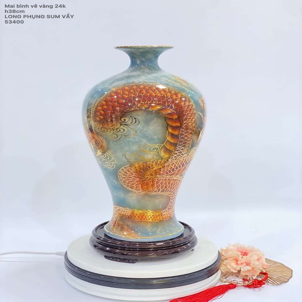 Bình gốm vẽ vàng cao cấp BKCE-006900VN-0420