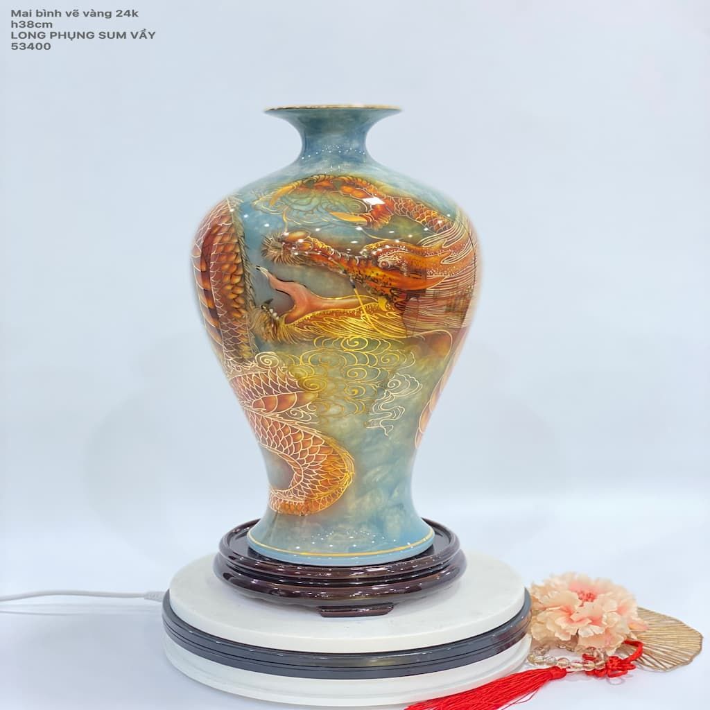 Bình gốm vẽ vàng cao cấp BKCE-006900VN-0420