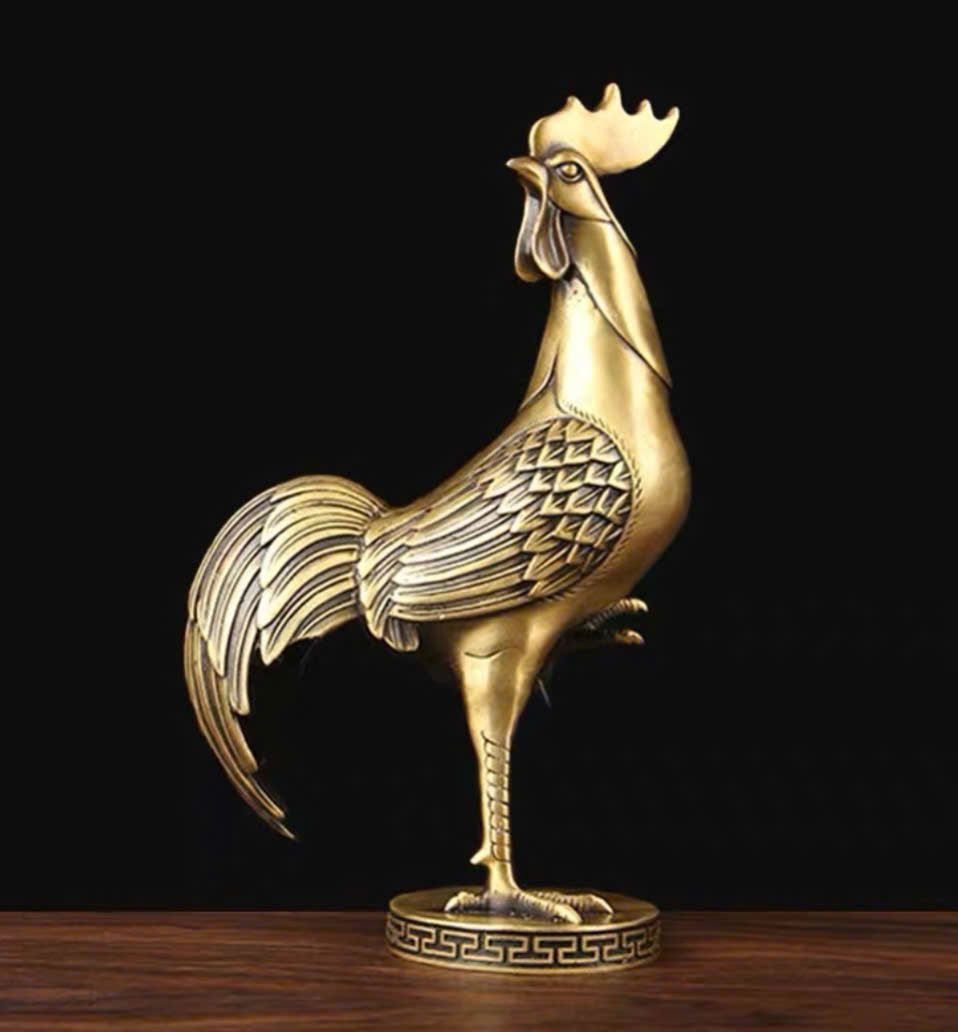 Tượng Gà Trống Bằng Đồng Vàng Cao Cấp