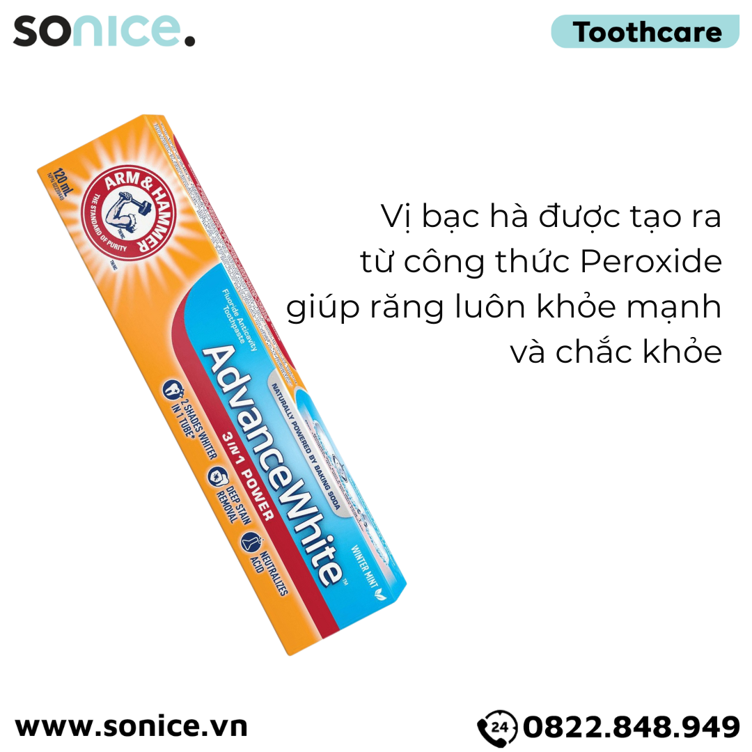 Kem đánh răng ARM & HAMMER AdvanceWhite 120ml SONICE.