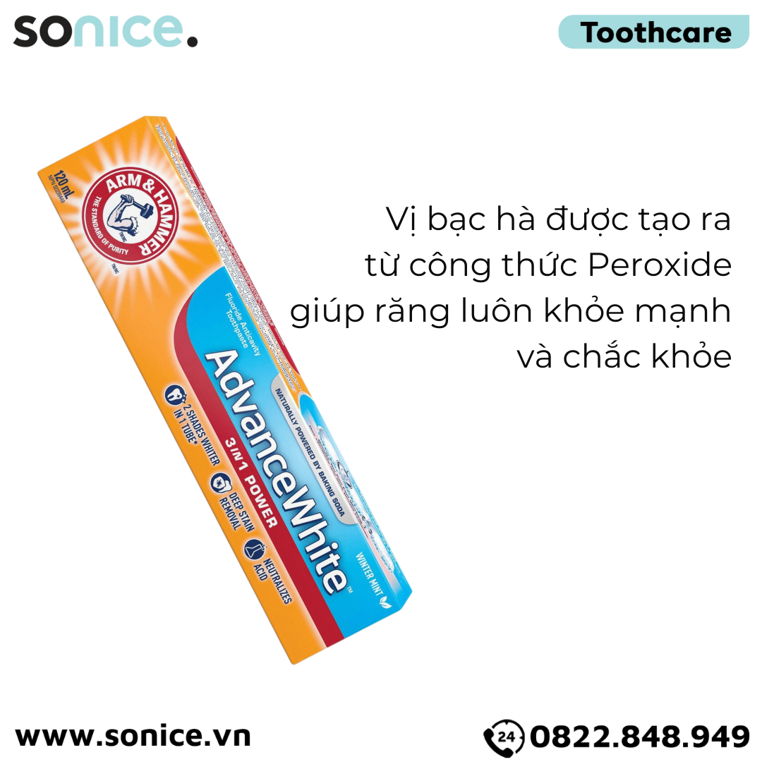  Kem đánh răng ARM & HAMMER AdvanceWhite 120ml SONICE. 