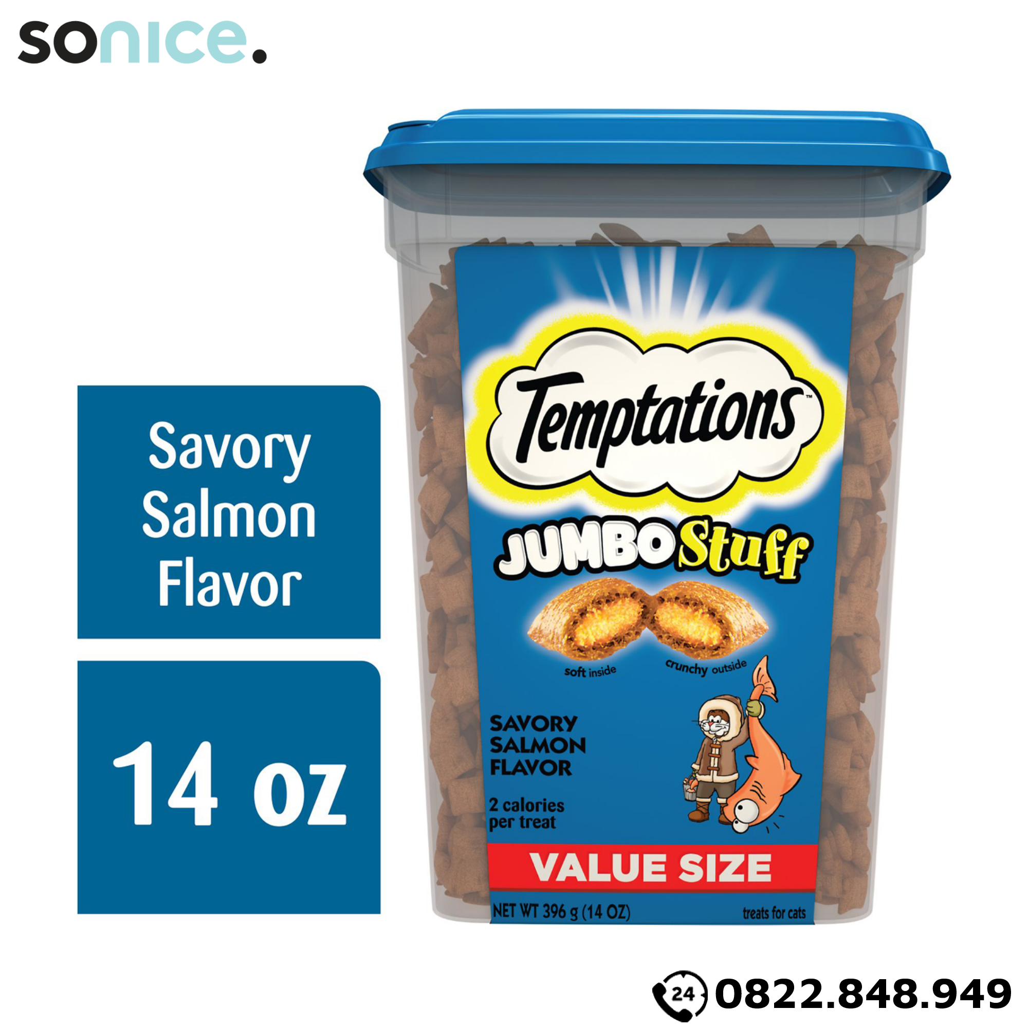 Treats mèo Temptations Jumbo Stuff Salmon 396g - Cá Hồi đại dương cat treats SONICE.