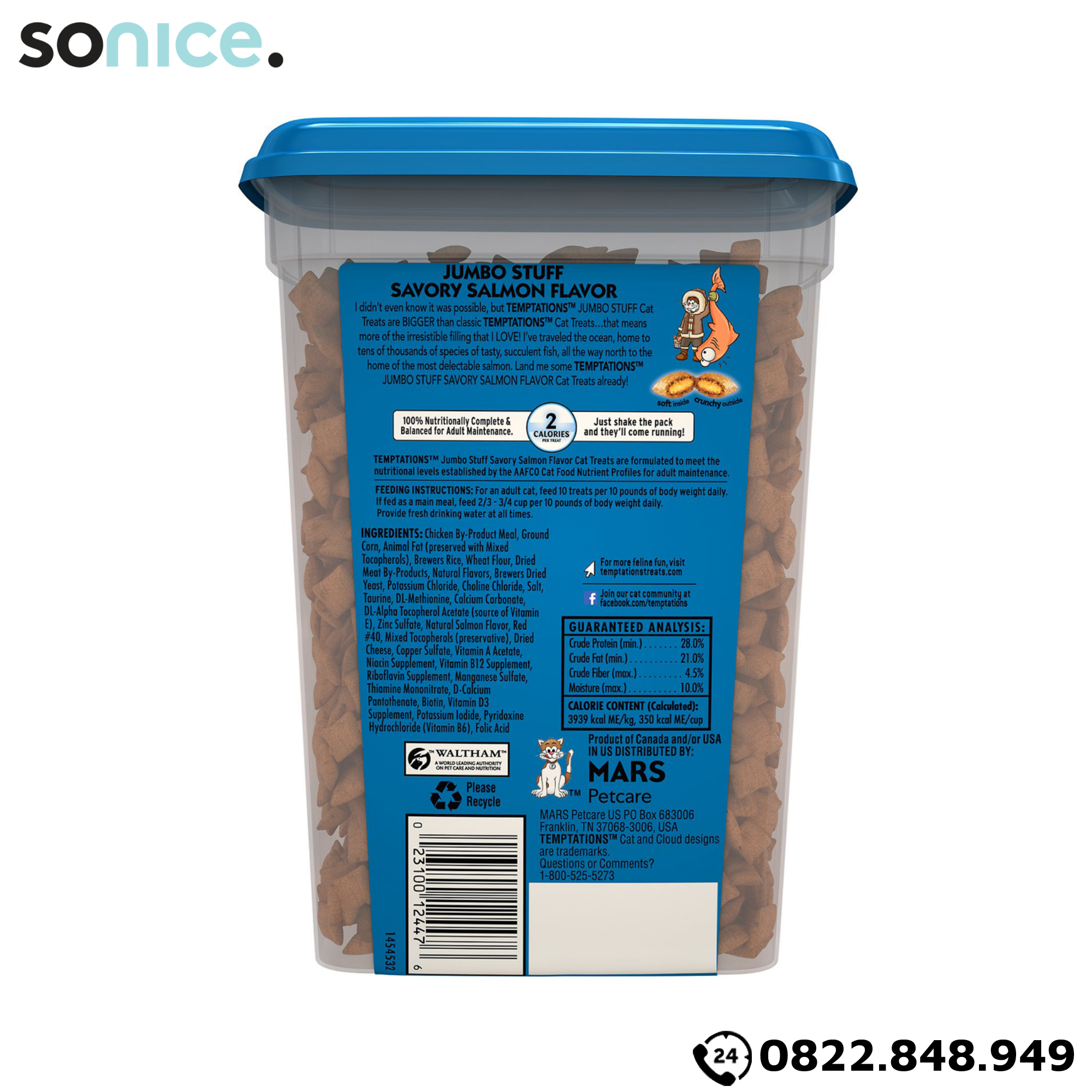 Treats mèo Temptations Jumbo Stuff Salmon 396g - Cá Hồi đại dương cat treats SONICE.