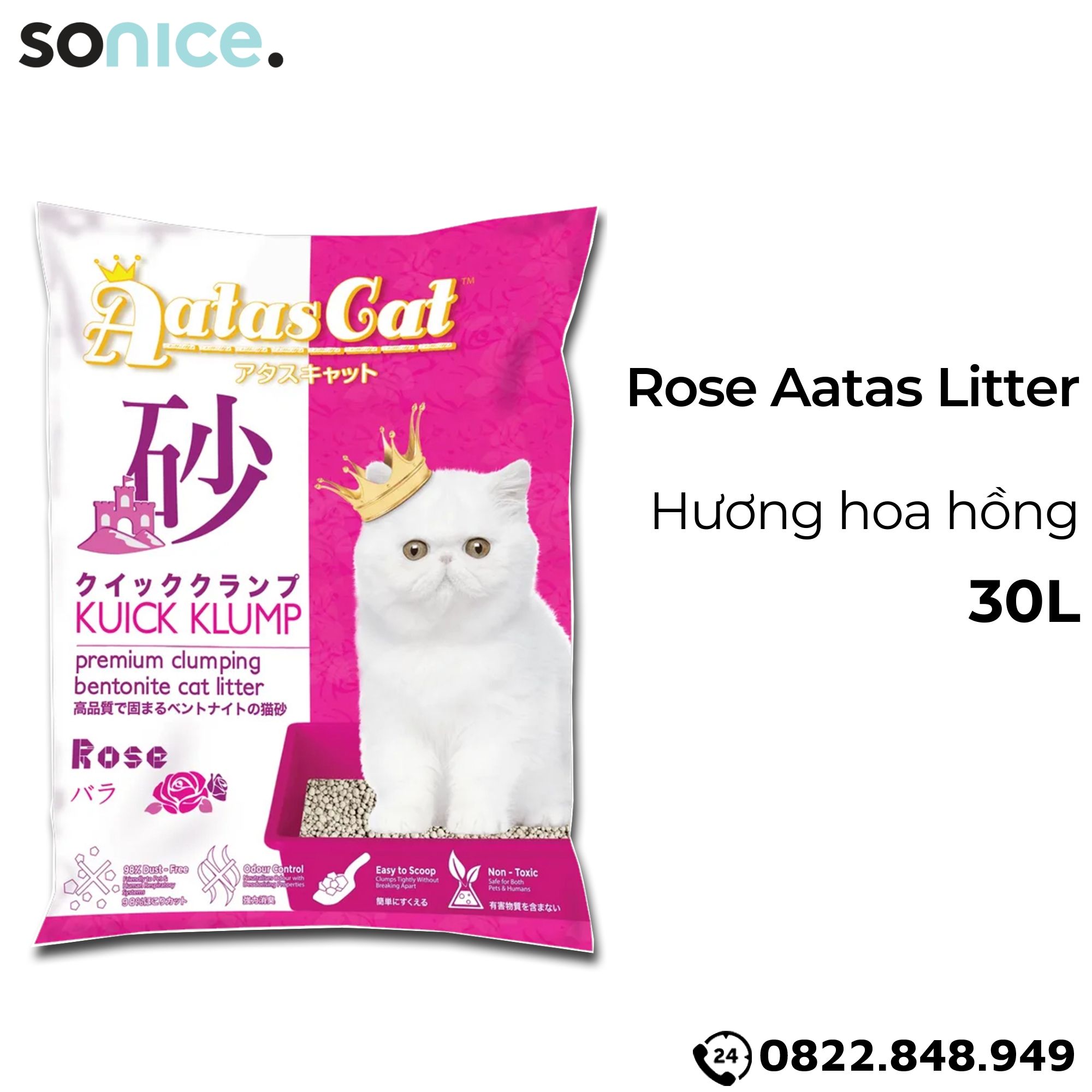 Cát vệ sinh mèo Aatas - Cat Liter 30L SONICE.