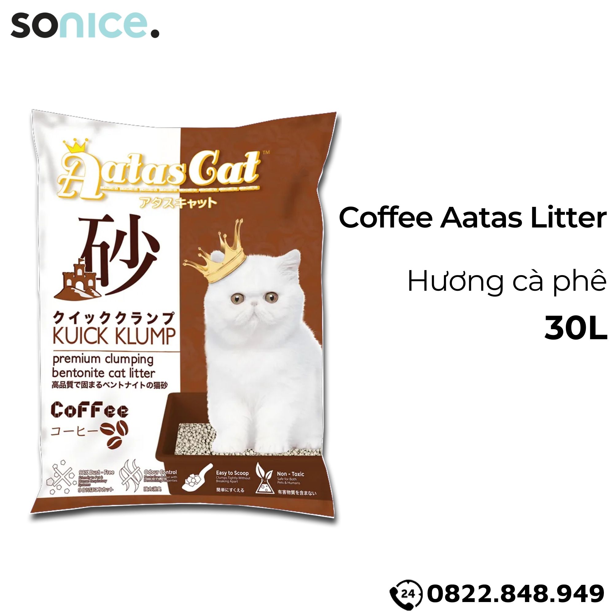 Cát vệ sinh mèo Aatas - Cat Liter 30L SONICE.