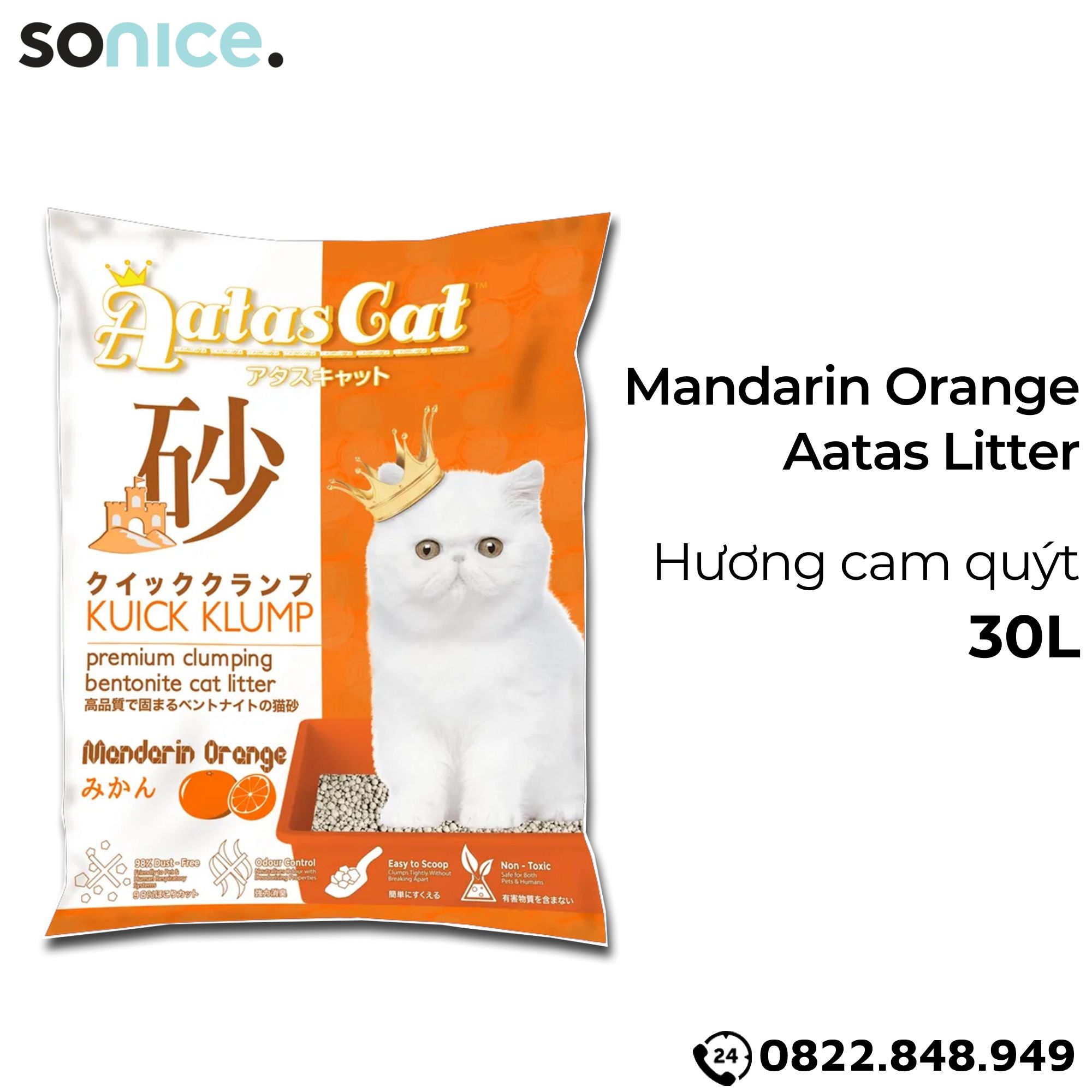Cát vệ sinh mèo Aatas - Cat Liter 30L SONICE.