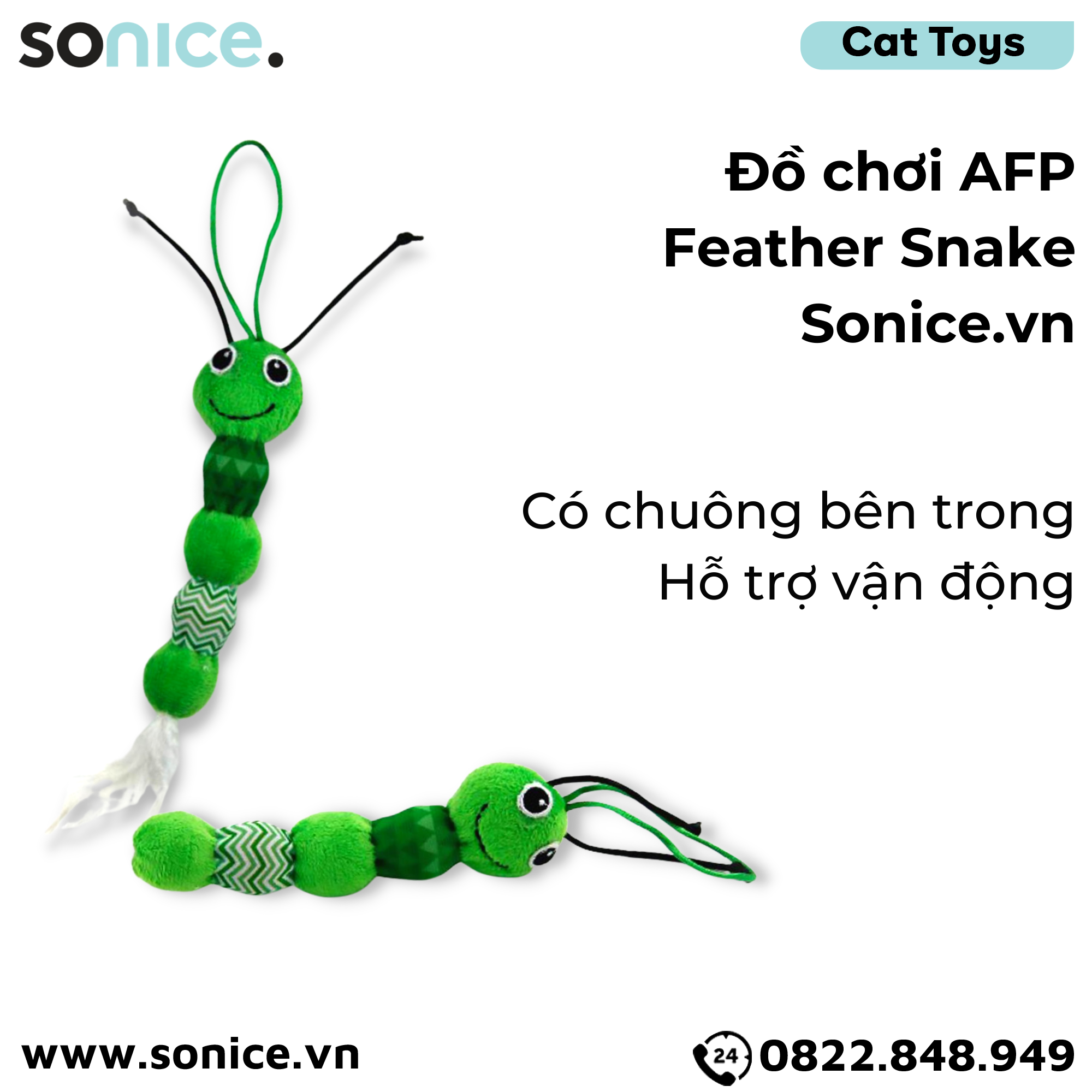 Đồ chơi AFP Feather Snake Toys - Có chuông, hỗ trợ vận động SONICE.