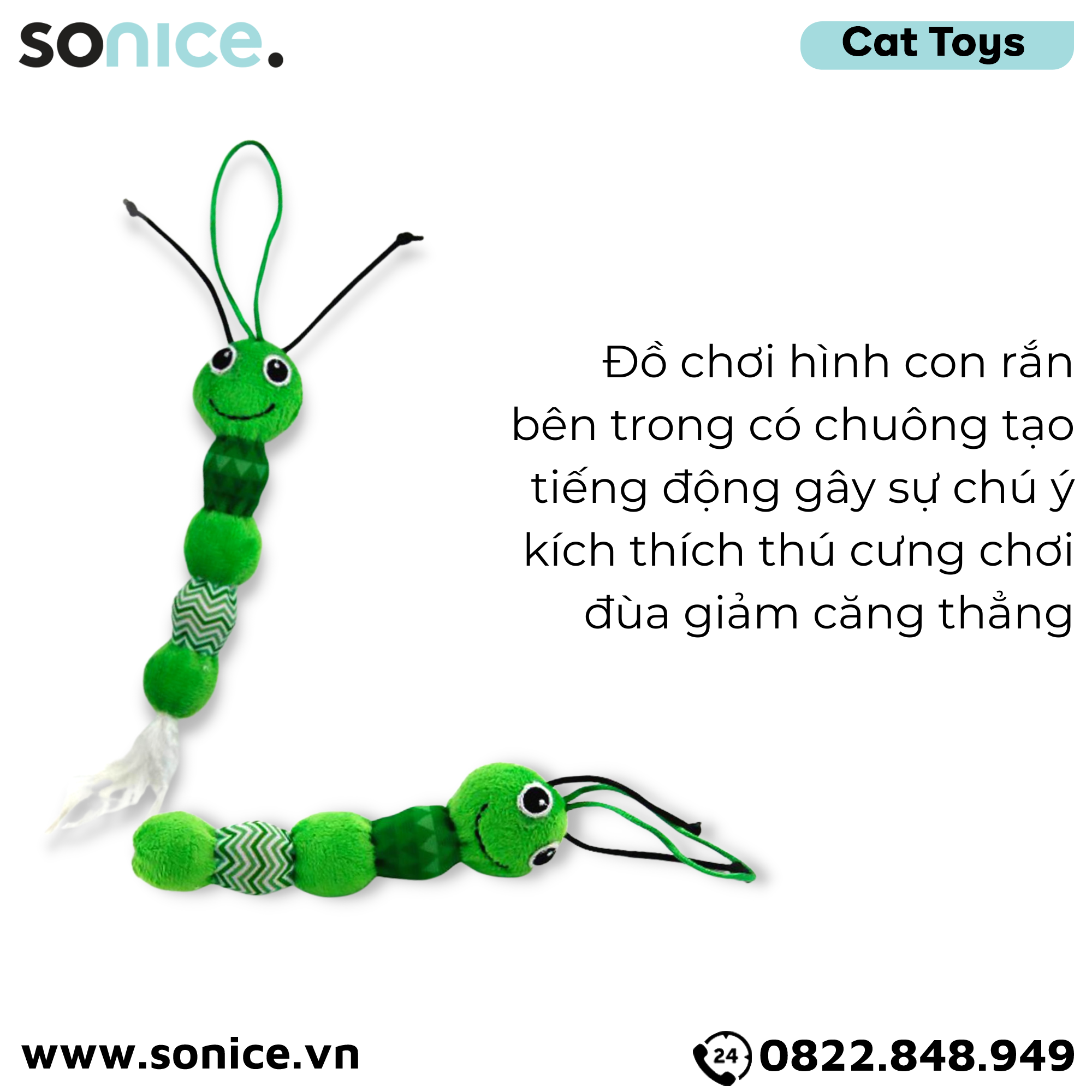Đồ chơi AFP Feather Snake Toys - Có chuông, hỗ trợ vận động SONICE.