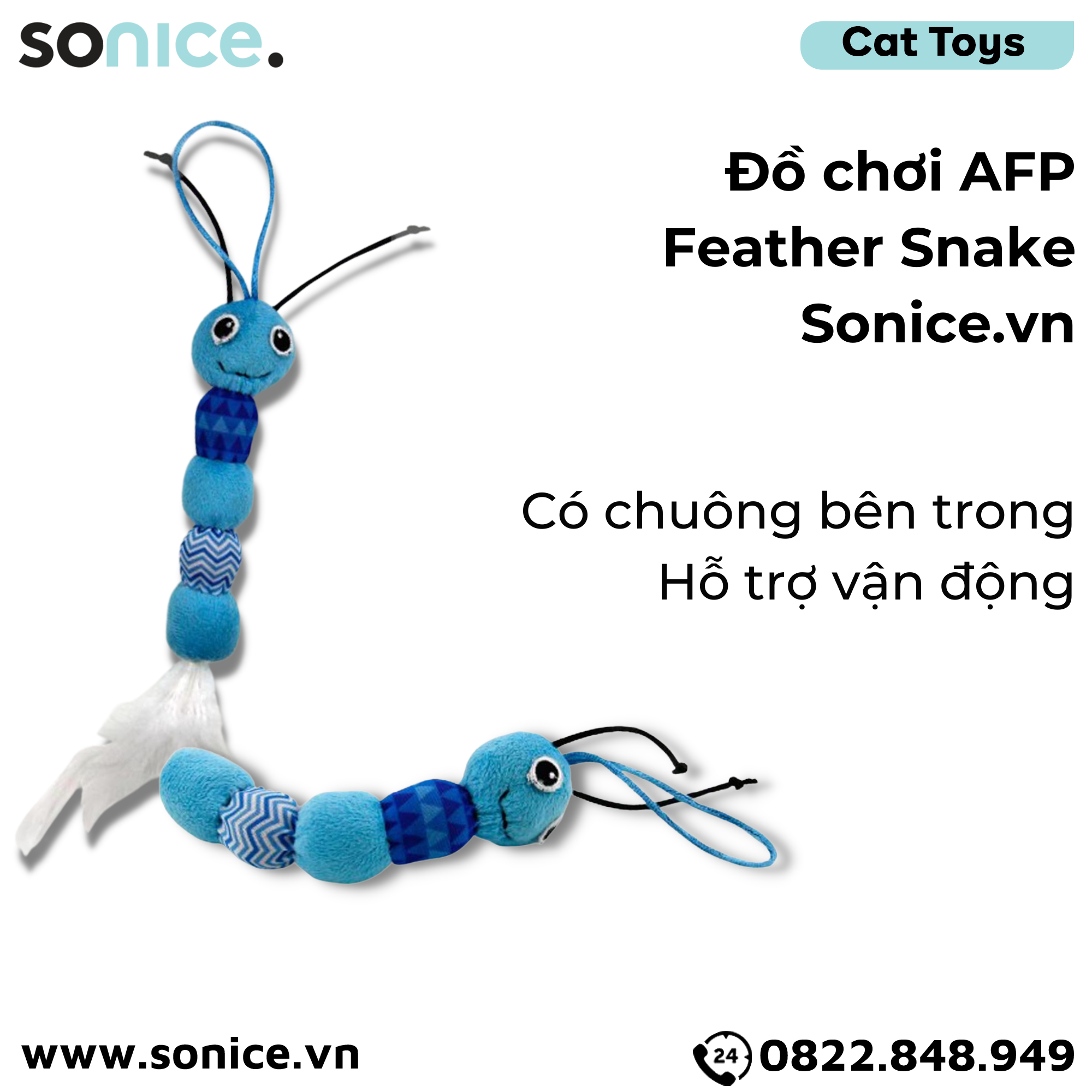 Đồ chơi AFP Feather Snake Toys - Có chuông, hỗ trợ vận động SONICE.
