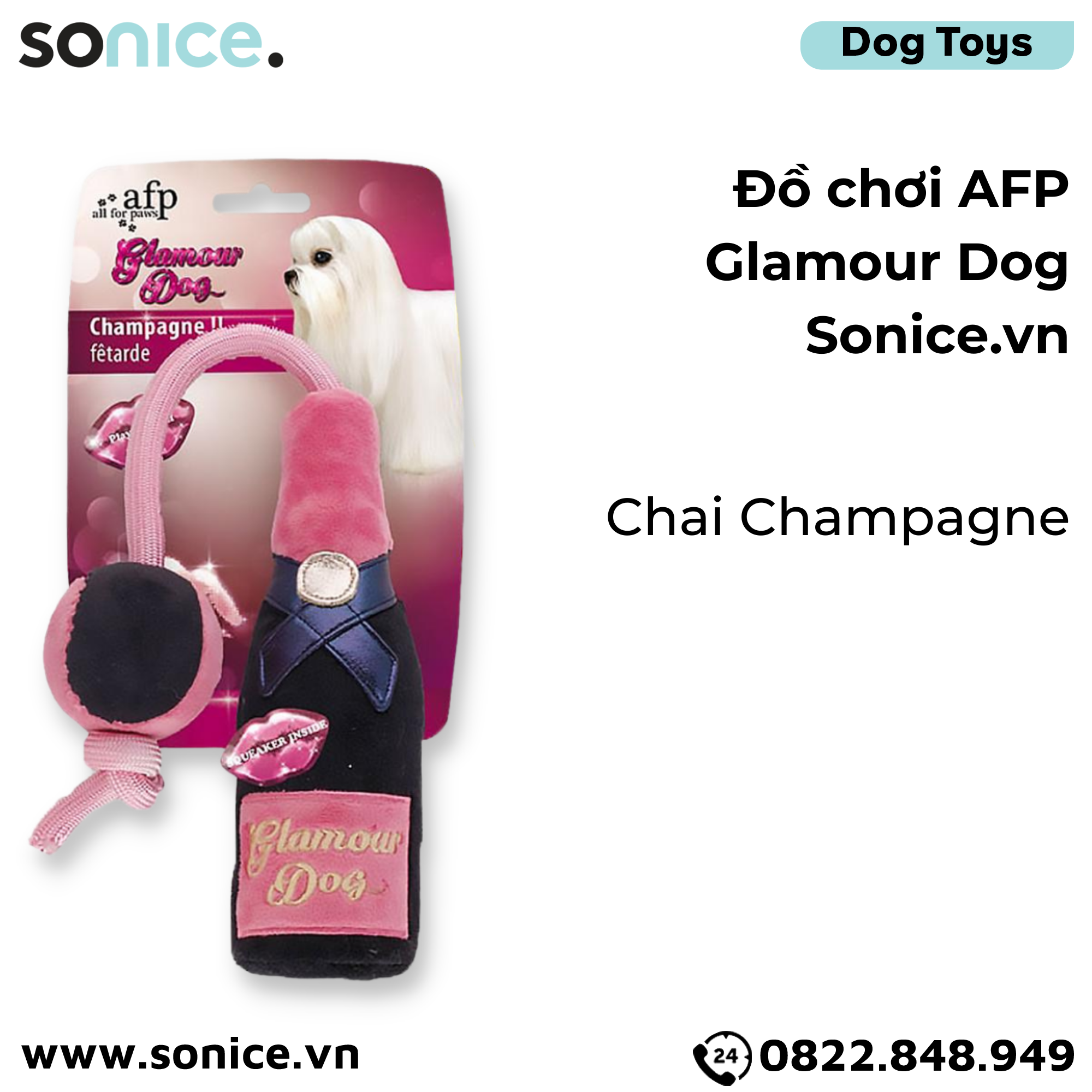 Đồ chơi AFP Glamour Dog Toys - Chai Champagne SONICE.
