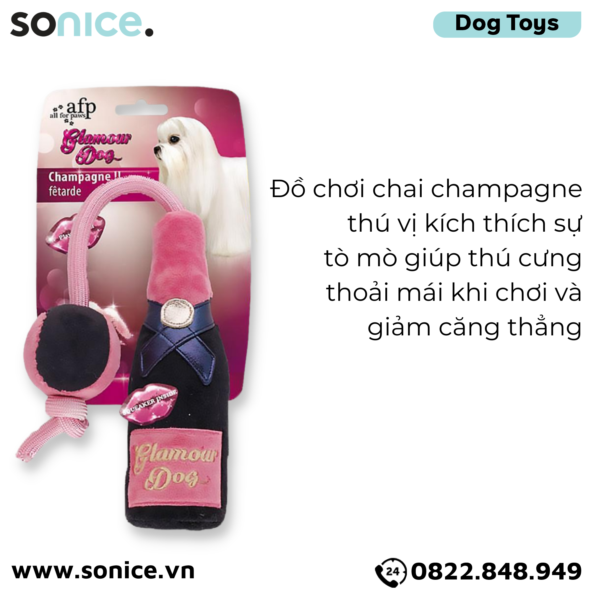Đồ chơi AFP Glamour Dog Toys - Chai Champagne SONICE.