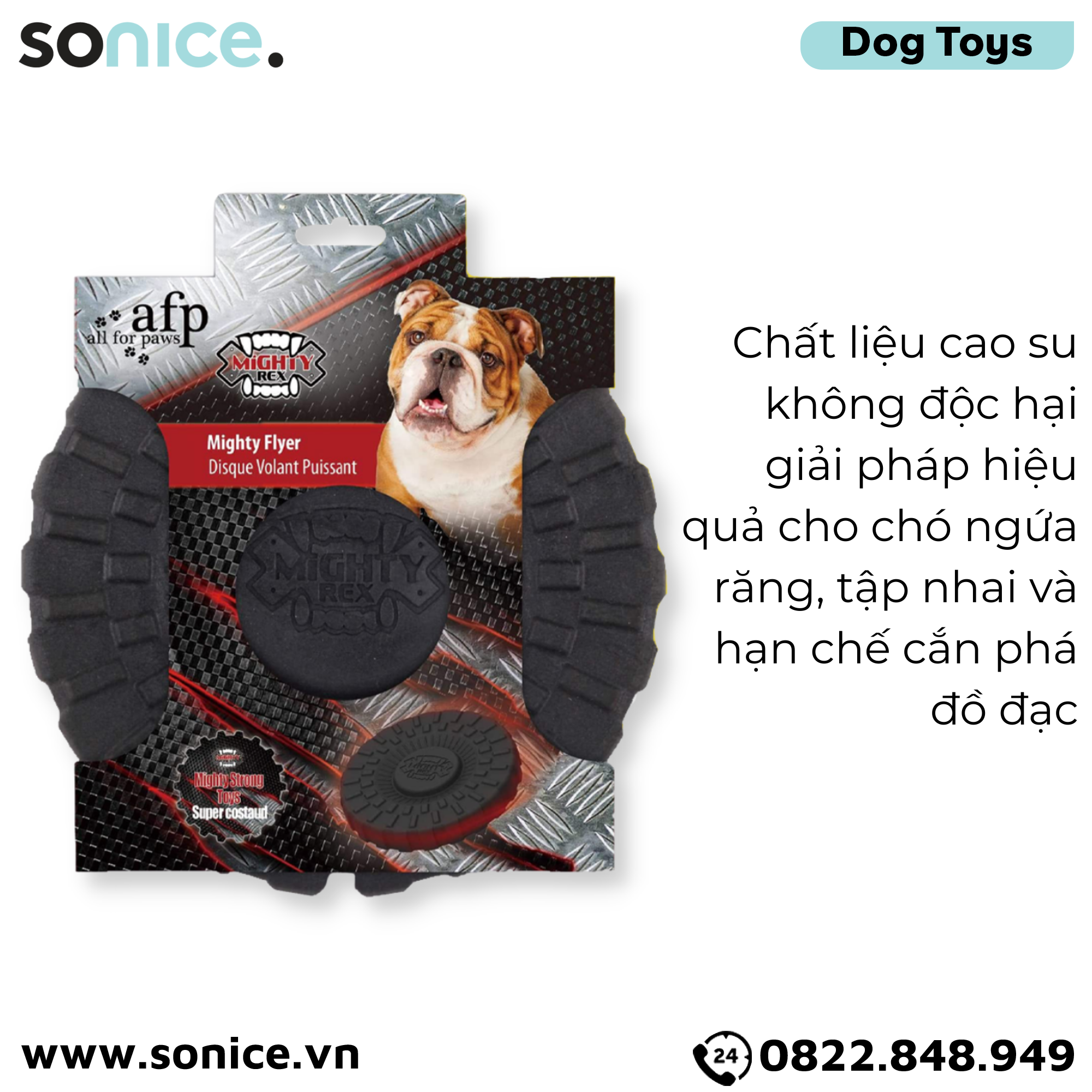 Đồ chơi AFP Mighty Flyer Toys - Cho chó lớn, hỗ trợ giảm ngứa răng SONICE.