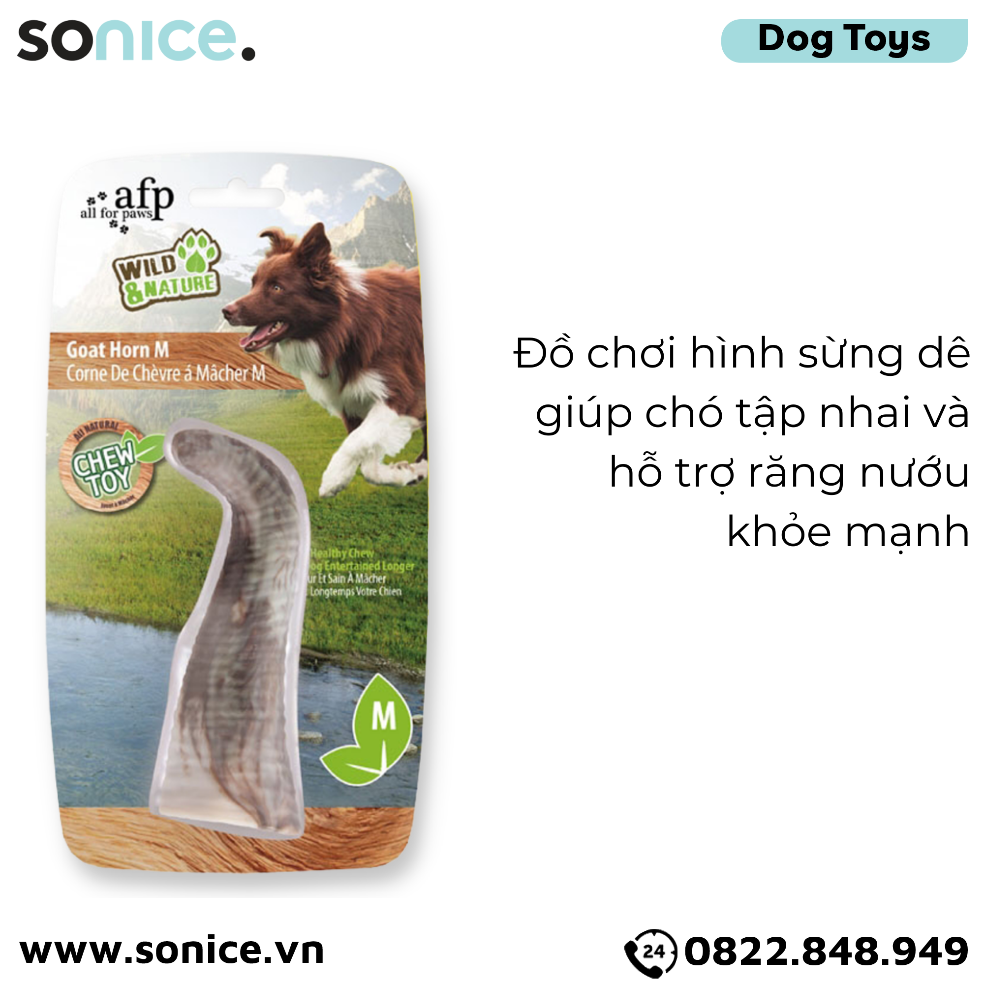 Đồ chơi sừng dê AFP Wild & Nature Goat Horn Toys size M - SONICE.