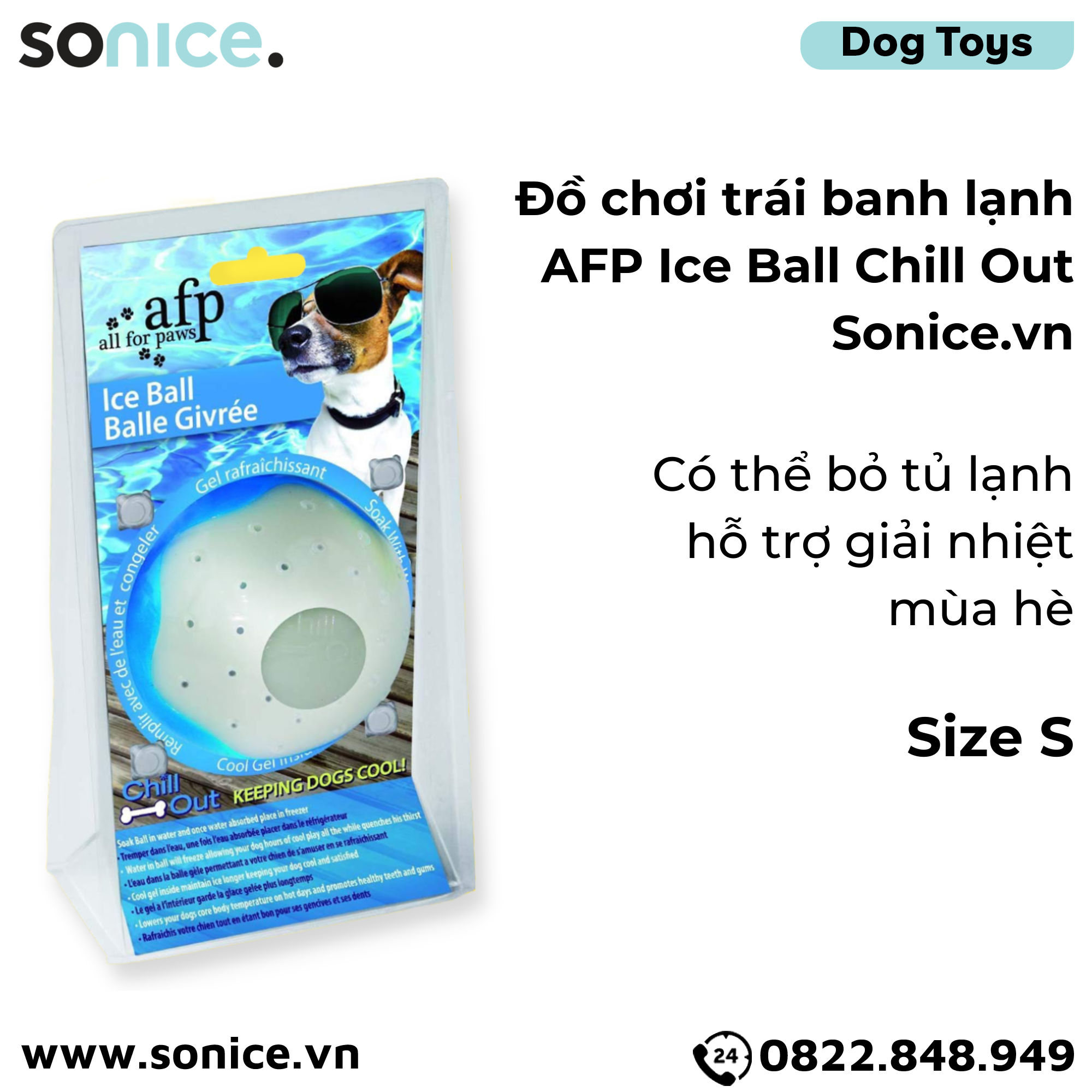 Đồ chơi trái banh lạnh AFP Ice Ball Chill Out Toys size S - Có thể bỏ tủ lạnh, hỗ trợ giải nhiệt mùa hè SONICE.