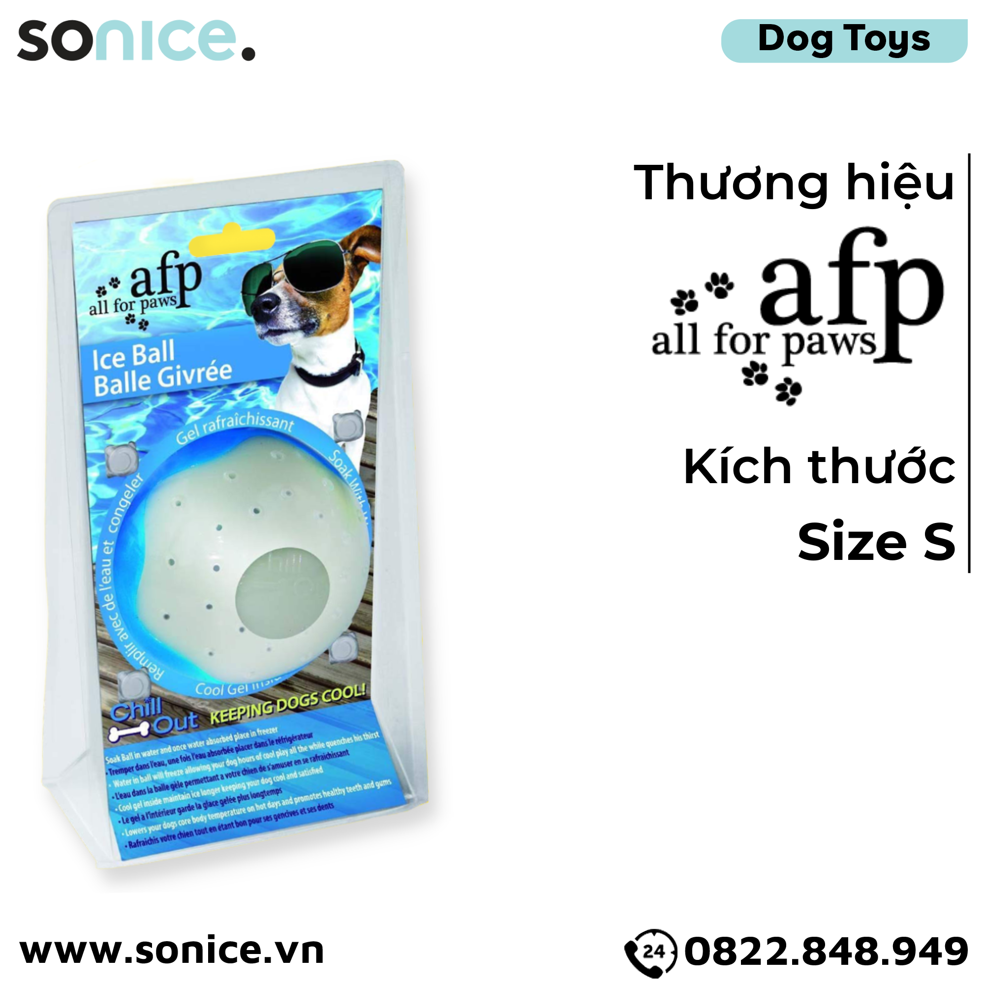 Đồ chơi trái banh lạnh AFP Ice Ball Chill Out Toys size S - Có thể bỏ tủ lạnh, hỗ trợ giải nhiệt mùa hè SONICE.