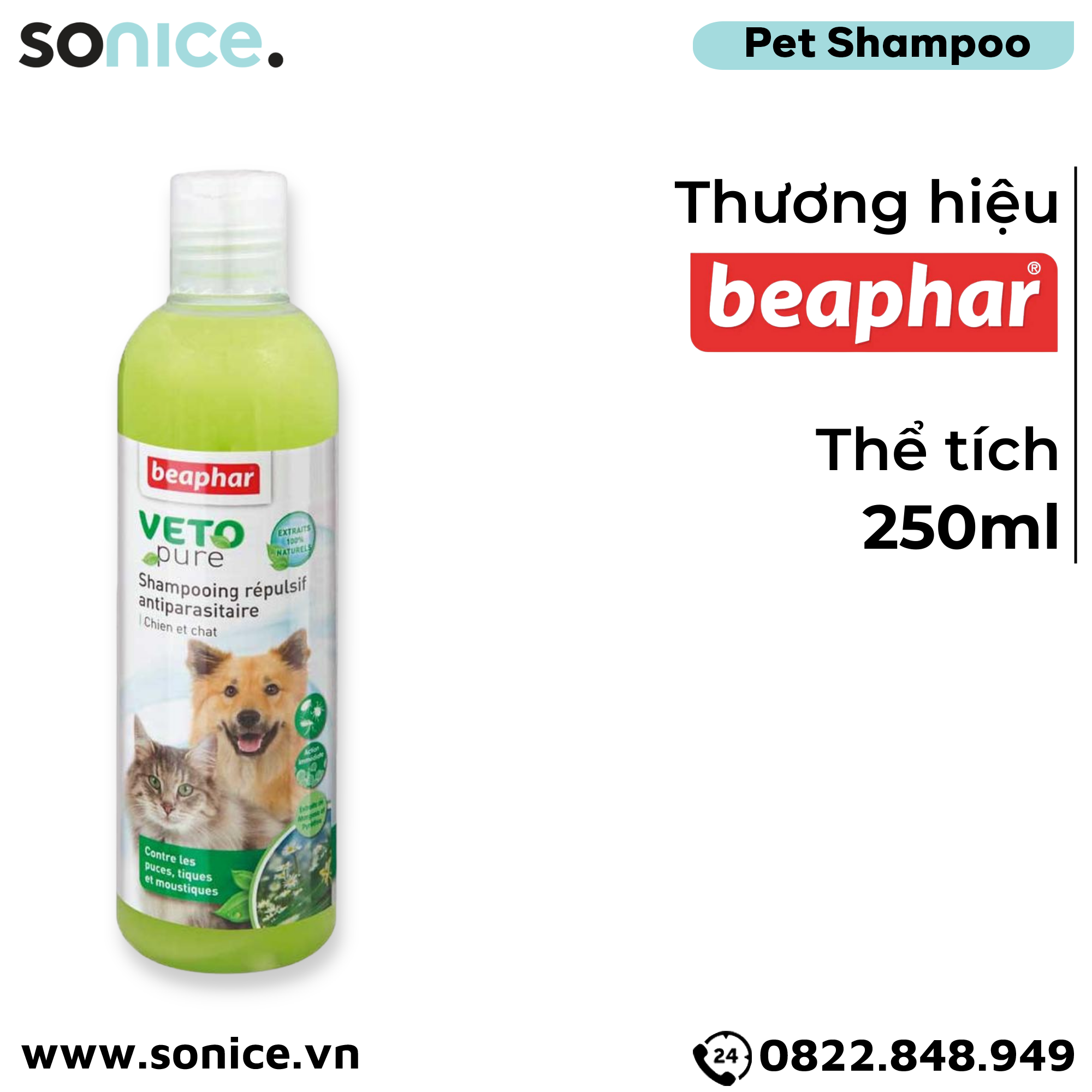 Sữa tắm ngăn ngừa ve cho chó/ mèo Beaphar Bio Shampoo 250ml SONICE.