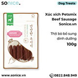  Xúc xích Petsmix Beef Sausage 100g - Thịt bò, bổ sung dinh dưỡng hằng ngày SONICE. 