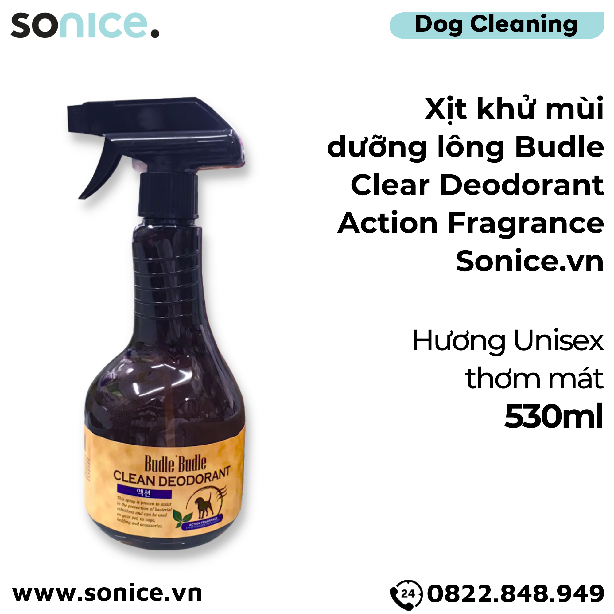 Xịt khử mùi dưỡng lông Budle Clear Deodorant Action Fragrance 530ml - Hương Unisex thơm mát SONICE.