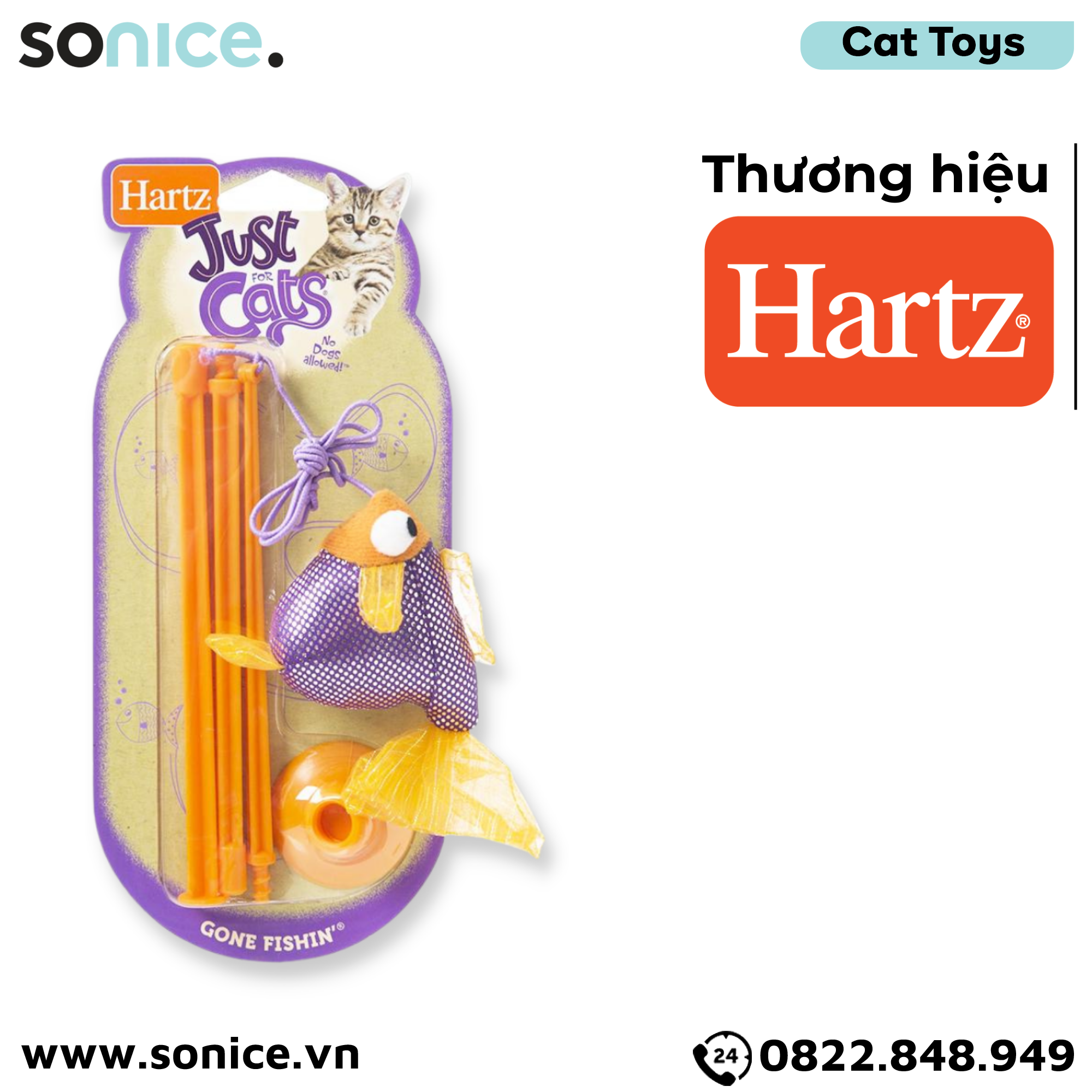 Đồ chơi cần câu Hartz Just for Cats Gone Fishin - Dành cho mèo, hỗ trợ vận động SONICE.