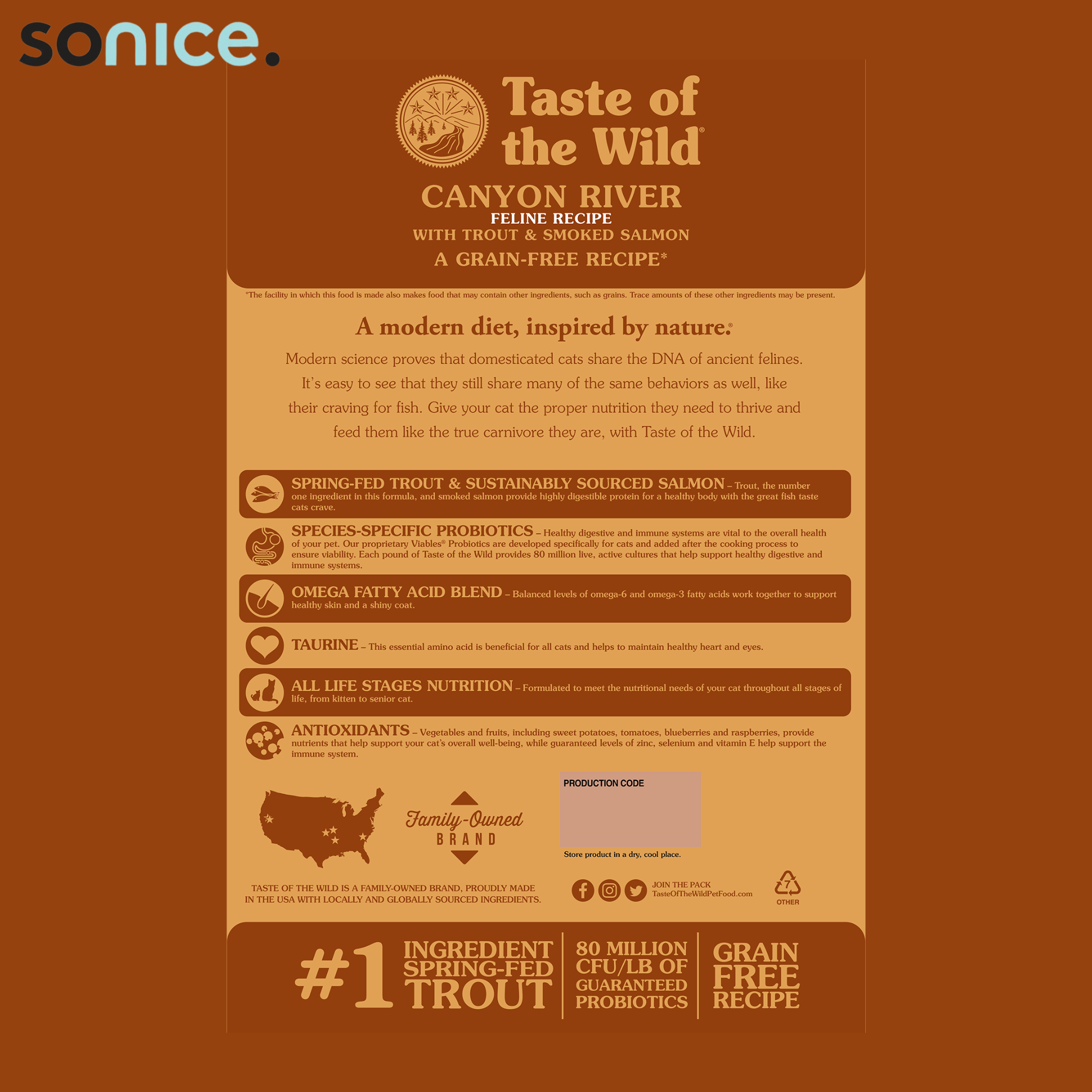 Thức ăn mèo Taste Of The Wild Canyon River 2kg - Trout & Smoked Salmon, Cá Hồi Vân & Cá Hồi Xông Khói - mèo mọi lứa tuổi, nhập USA SONICE.