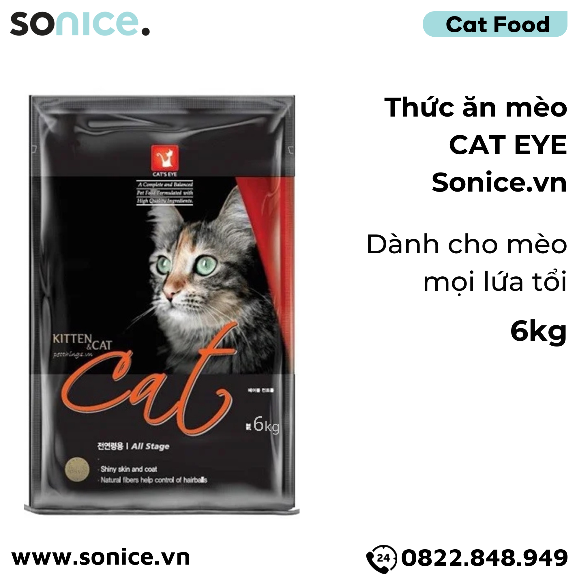 Thức ăn mèo CAT EYE - 6kg SONICE.
