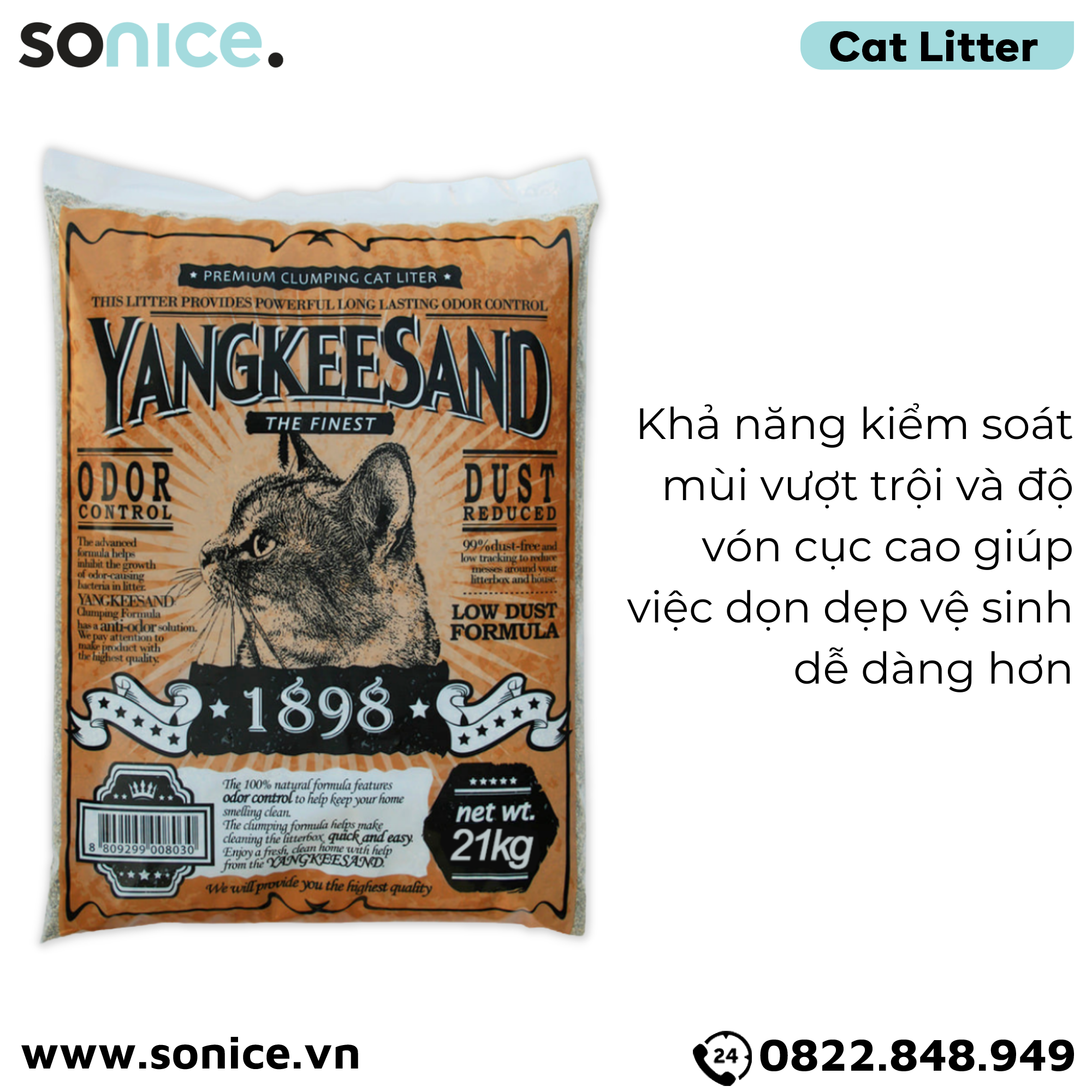 Cát vệ sinh Yangkeesand Odor Control 21kg SONICE.