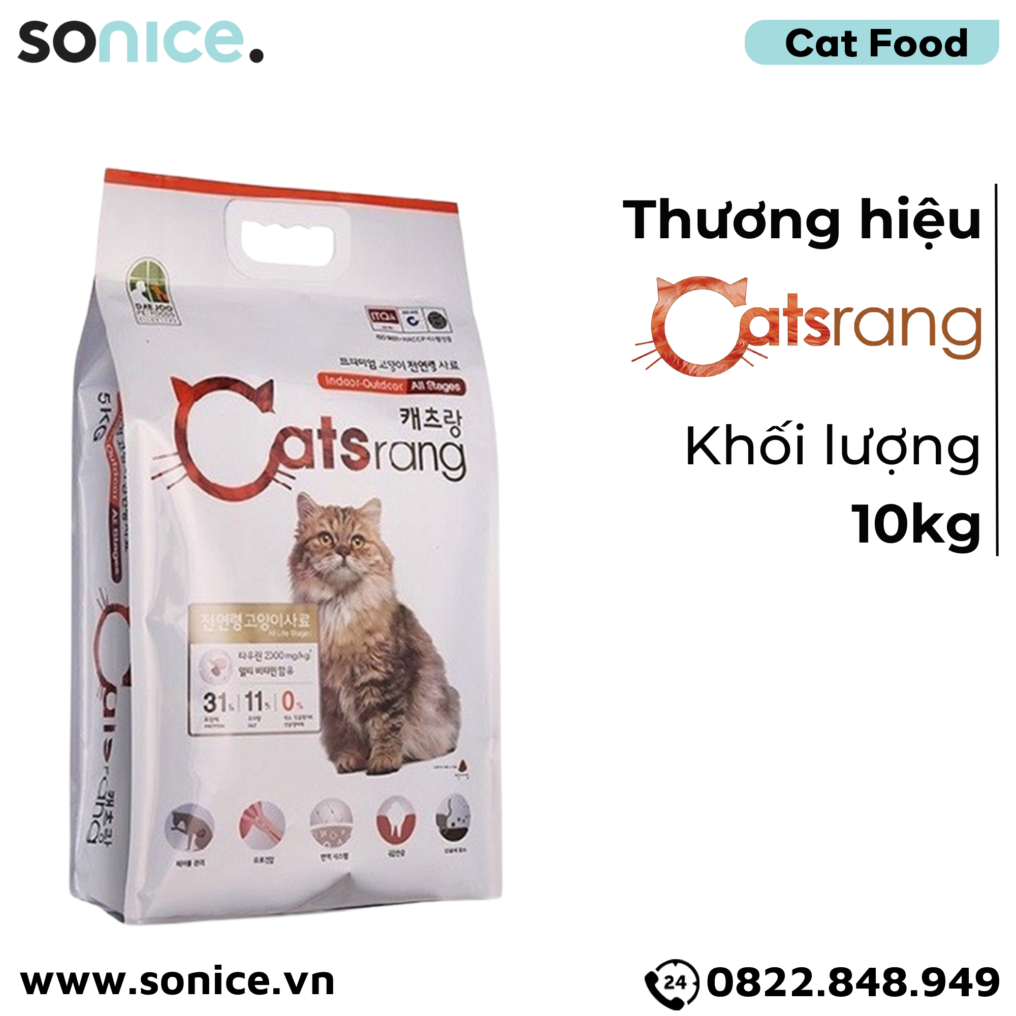 Thức ăn mèo Catsrang 10kg - nhập Hàn Quốc SONICE.
