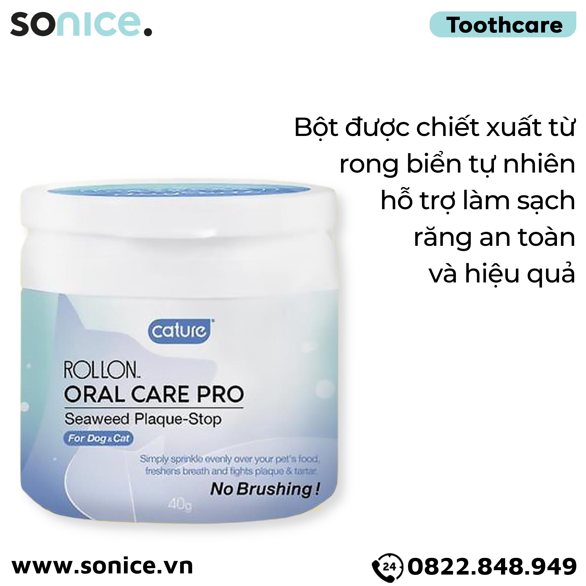 Bột vệ sinh răng Cature Oral Care Pro Seaweed Plaque-Stop 40g - Sạch răng, thơm miệng, ngăn ngừa mảng bám với tinh chất rong biển SONICE.