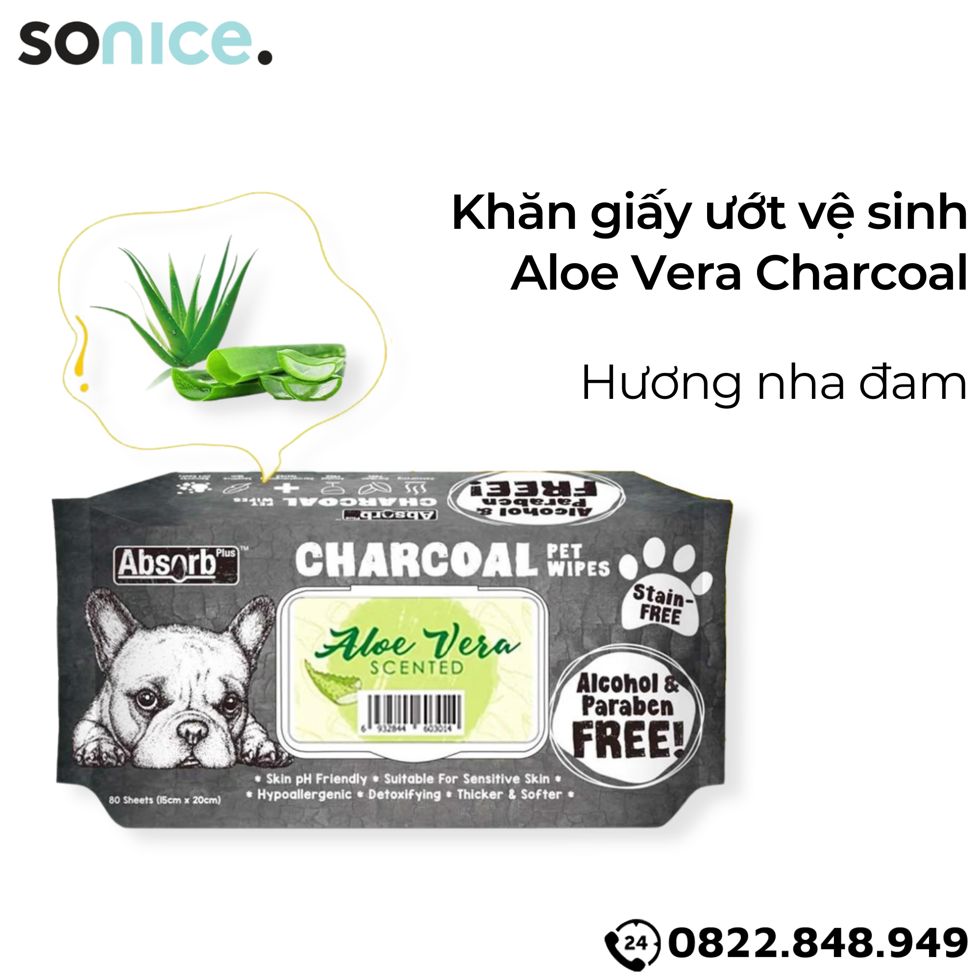 Khăn ướt vệ sinh Charcoal - 80 Miếng - 6 Mùi Hương SONICE.