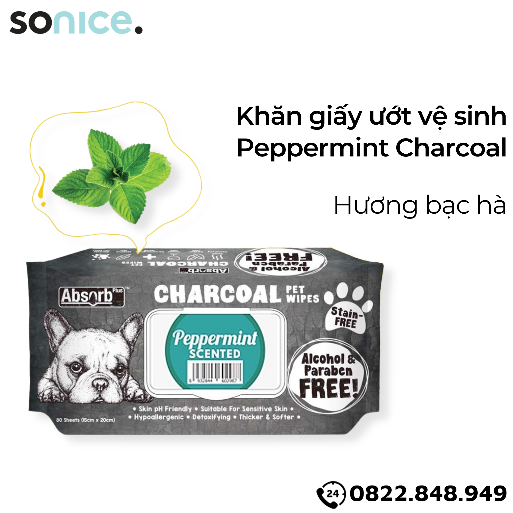 Khăn ướt vệ sinh Charcoal - 80 Miếng - 6 Mùi Hương SONICE.