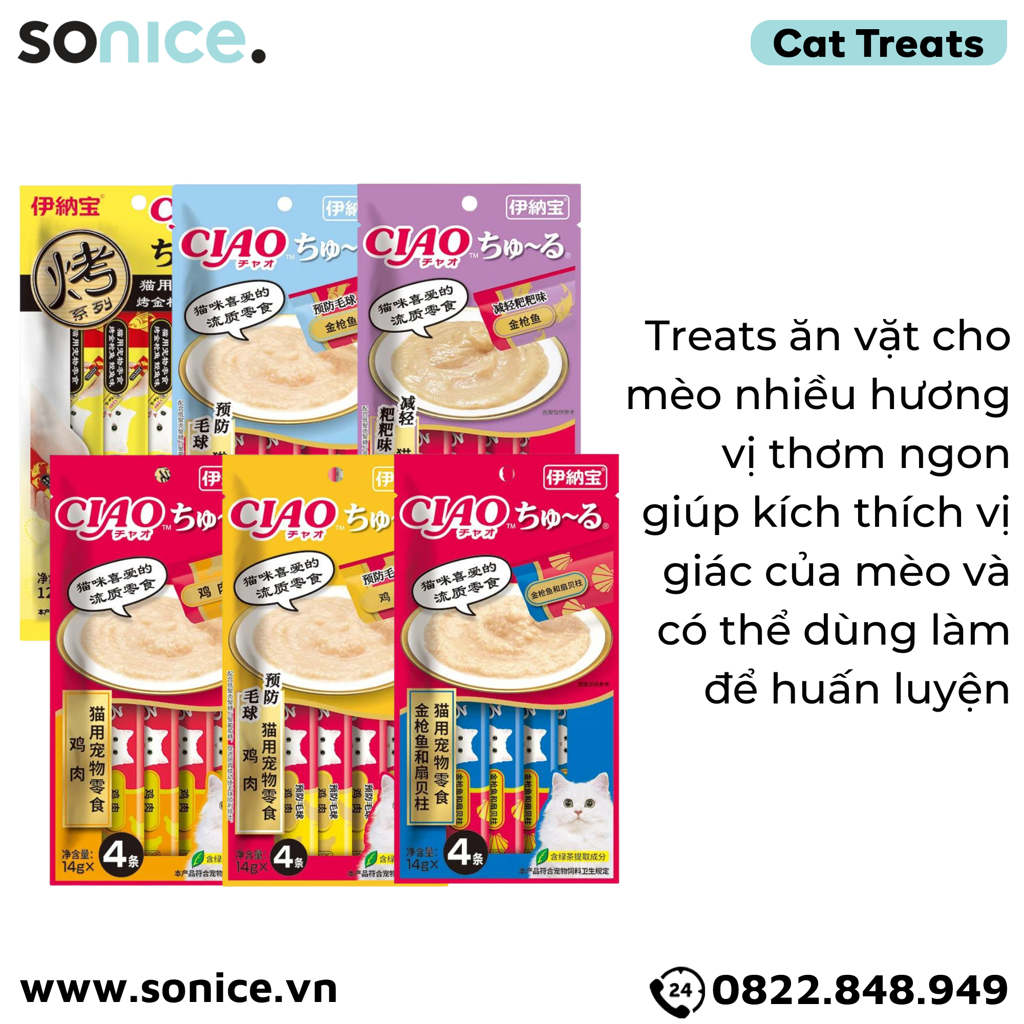 Combo Snack lỏng Ciao Churu cho mèo 56g - 12 gói SONICE.