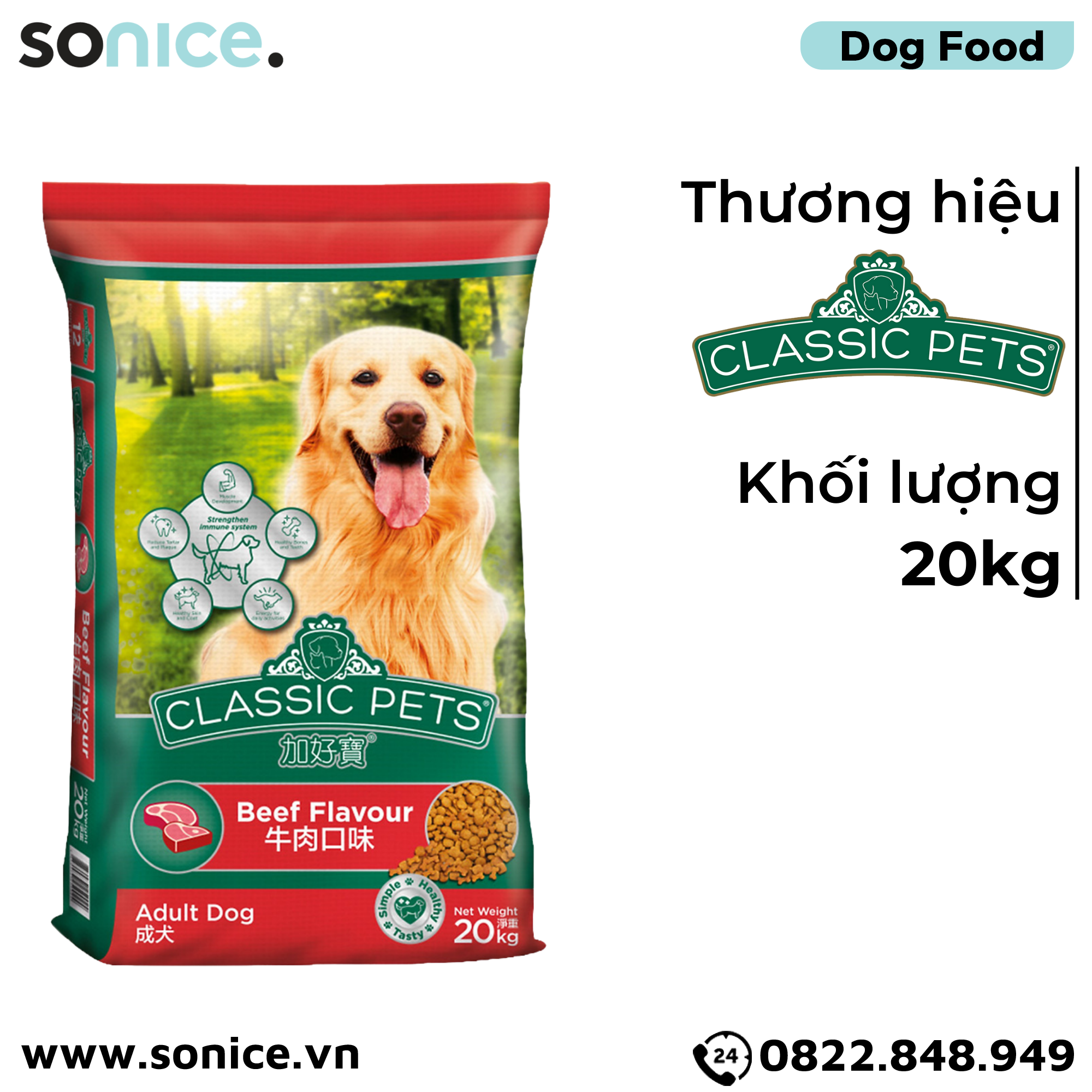 Thức ăn chó CP Classic Pets 20kg - Thái Lan SONICE.