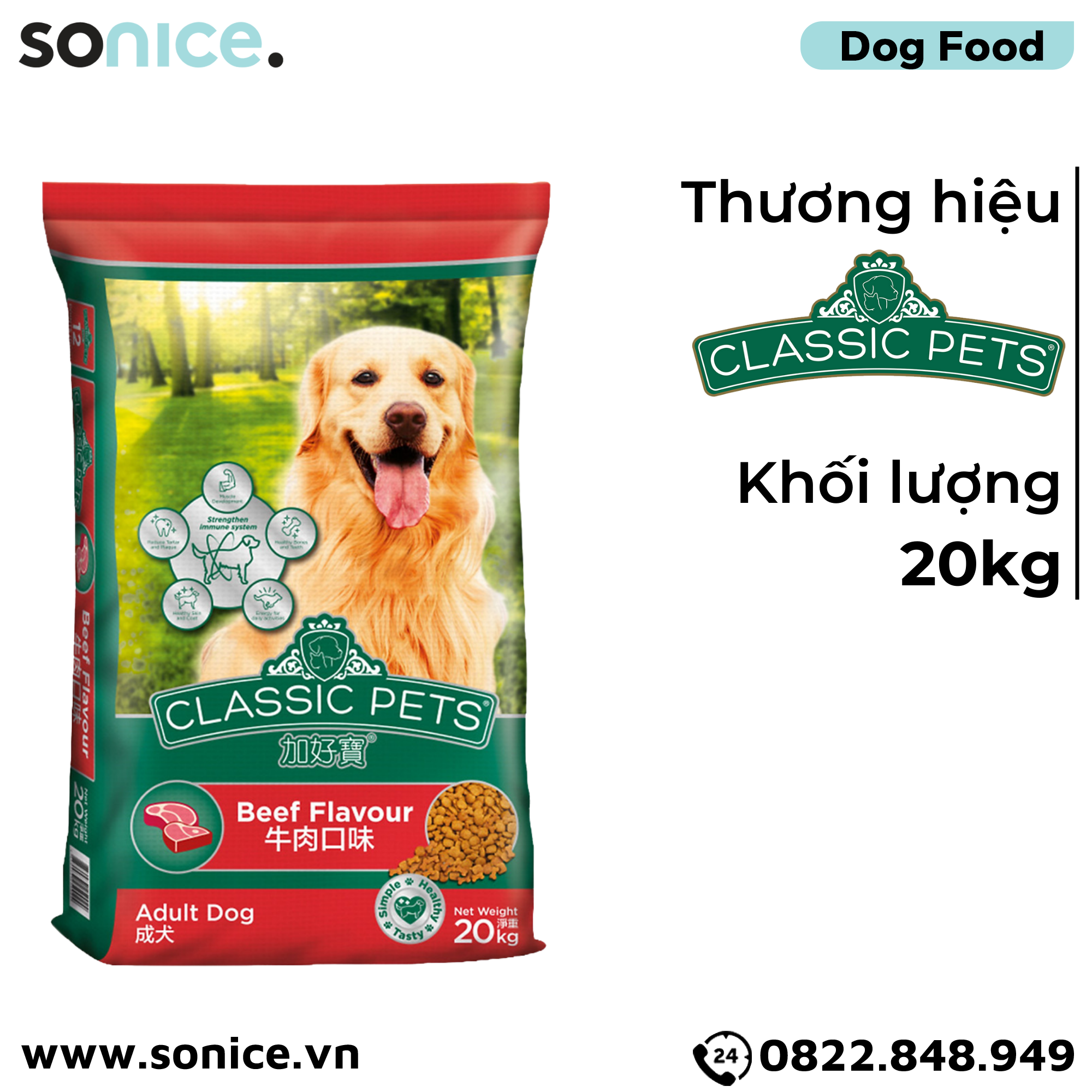  Thức ăn chó CP Classic Pets 20kg - Thái Lan SONICE. 