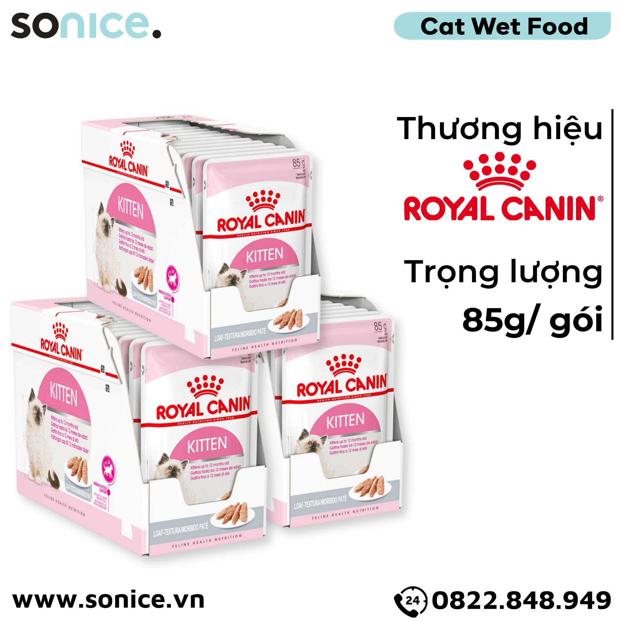  Combo Pate mèo Royal Canin Kitten Loaf 85g - 36 gói SONICE. 