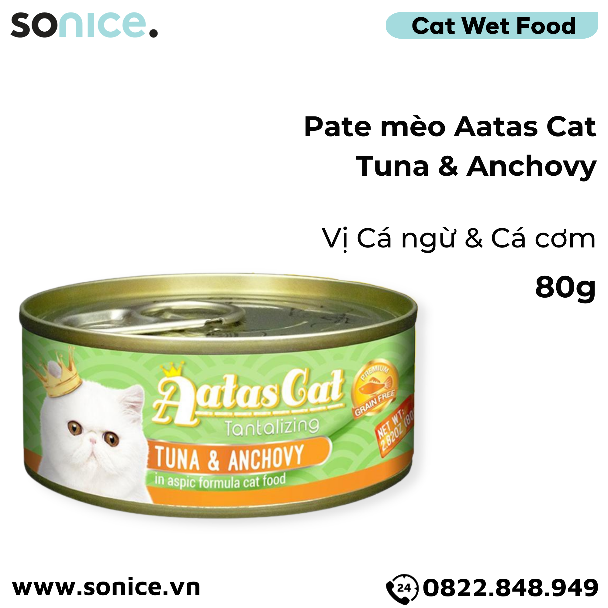 Combo Pate mèo Aatas Cat 80g - 24 lon SONICE.