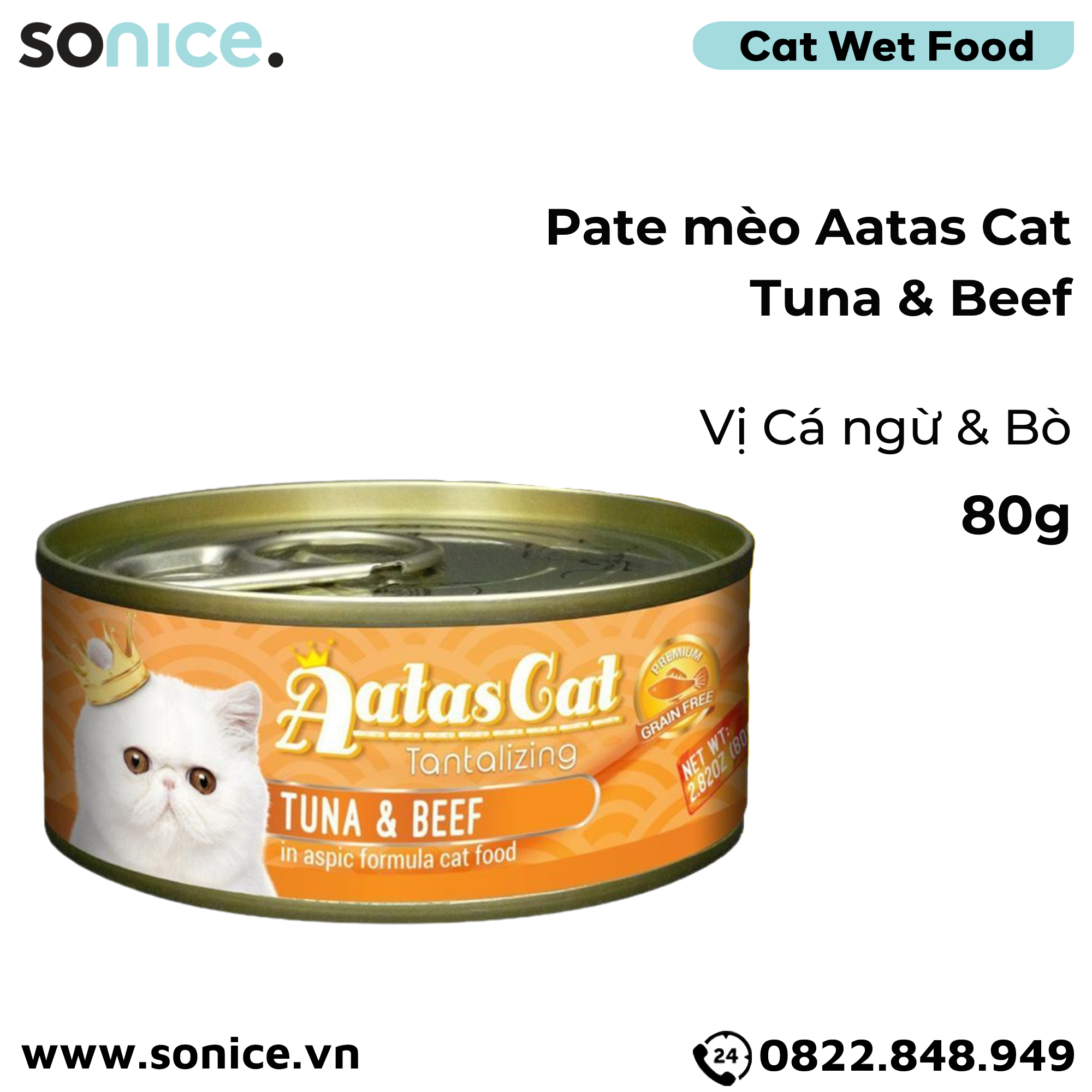 Combo Pate mèo Aatas Cat 80g - 24 lon SONICE.