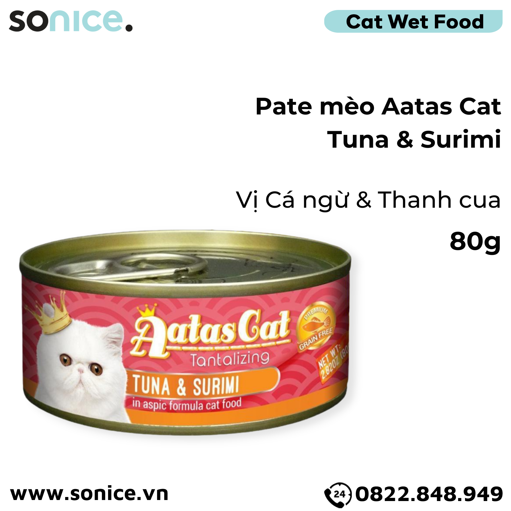 Combo Pate mèo Aatas Cat 80g - 24 lon SONICE.