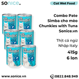  Combo Pate Simba cho Mèo Chunkies with Tuna 415g - 6 lon - Vị Cá ngừ Nhập Italy SONICE. 