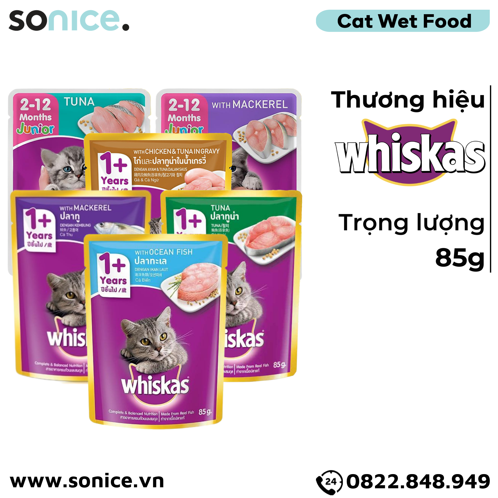 Combo pate mèo WHISKAS - 48 gói SONICE.