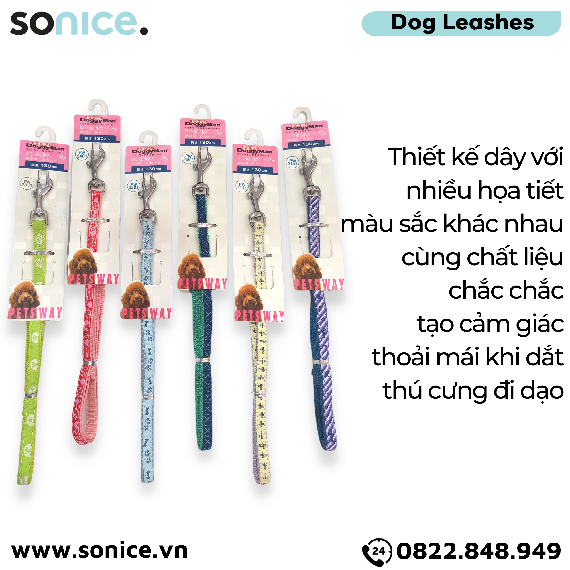  Dây dẫn thú cưng DoggyMan size dưới 5kg - dài 1.3m SONICE. 