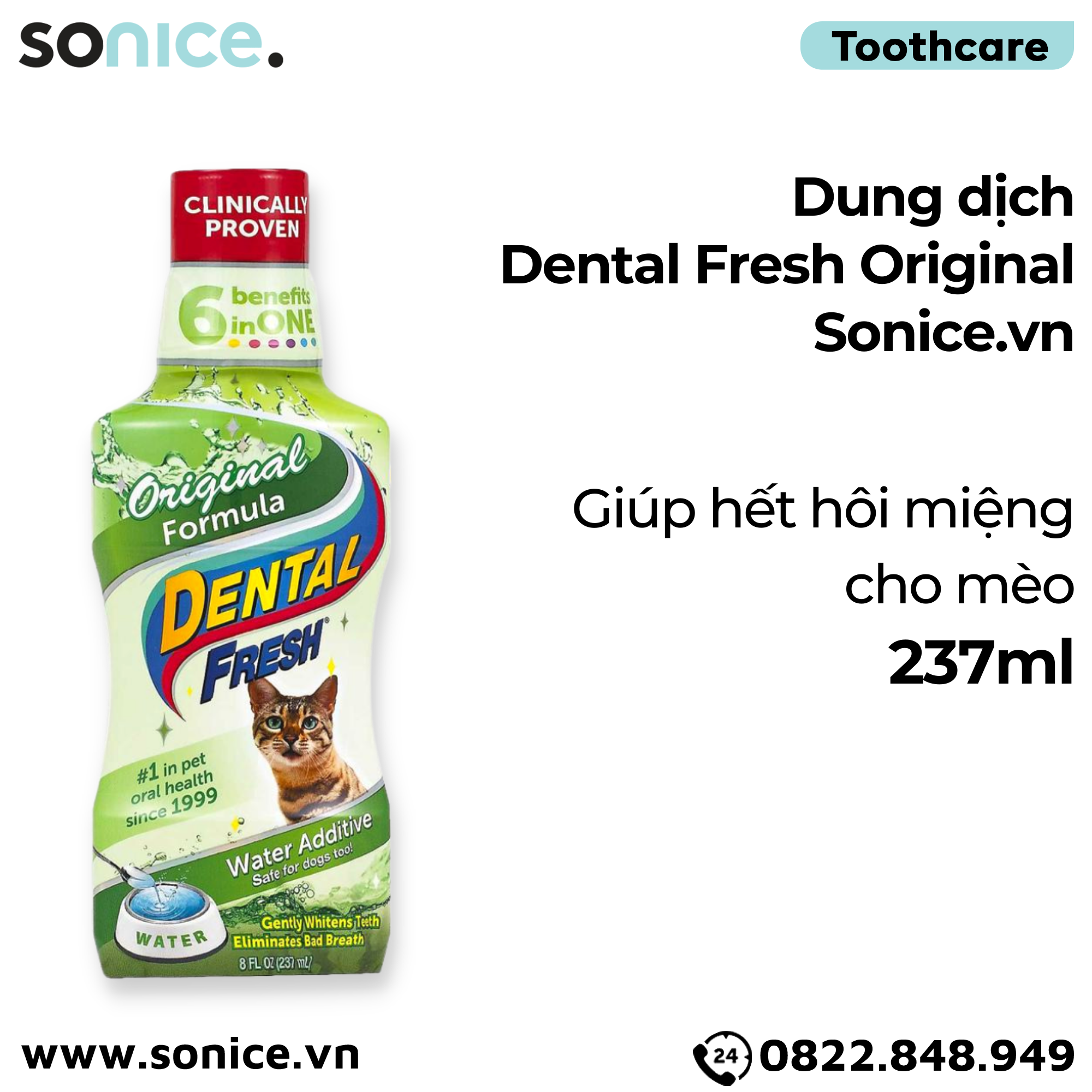 Dung dịch Dental Fresh Original hết hôi miệng cho mèo - 237ml SONICE.